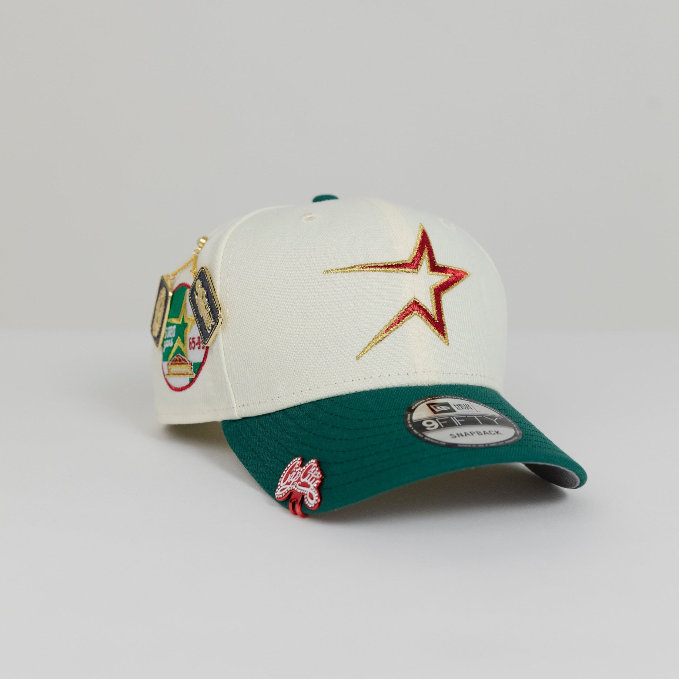 NEW ERA EXCLUSIVE 9FIFTY CHROME/ GREEN HOUSTON ASTROS SNAPBACK W/ 35 GREAT YEARS SIDE PATCH