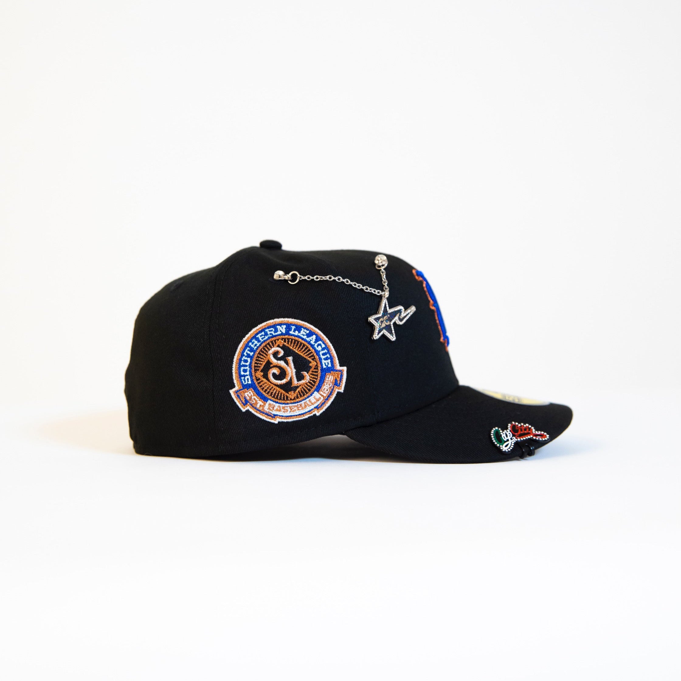 EXCLUSIVO DE NEW ERA 59FIFTY BLACK BIRMINGHAM BARONS CON PARCHE DE LA LIGA SUR (UV ROJO) MUY LIMITADO *BLIP Y CADENA NO INCLUIDAS