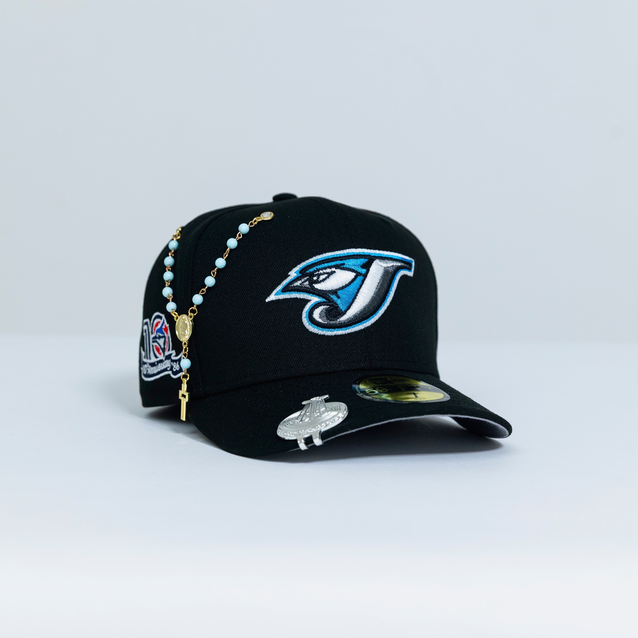 NEW ERA EXCLUSIVE 59FIFTY BLACK TORONTO BLUEJAYS W/ 10TH SEASON SIDE PATCH