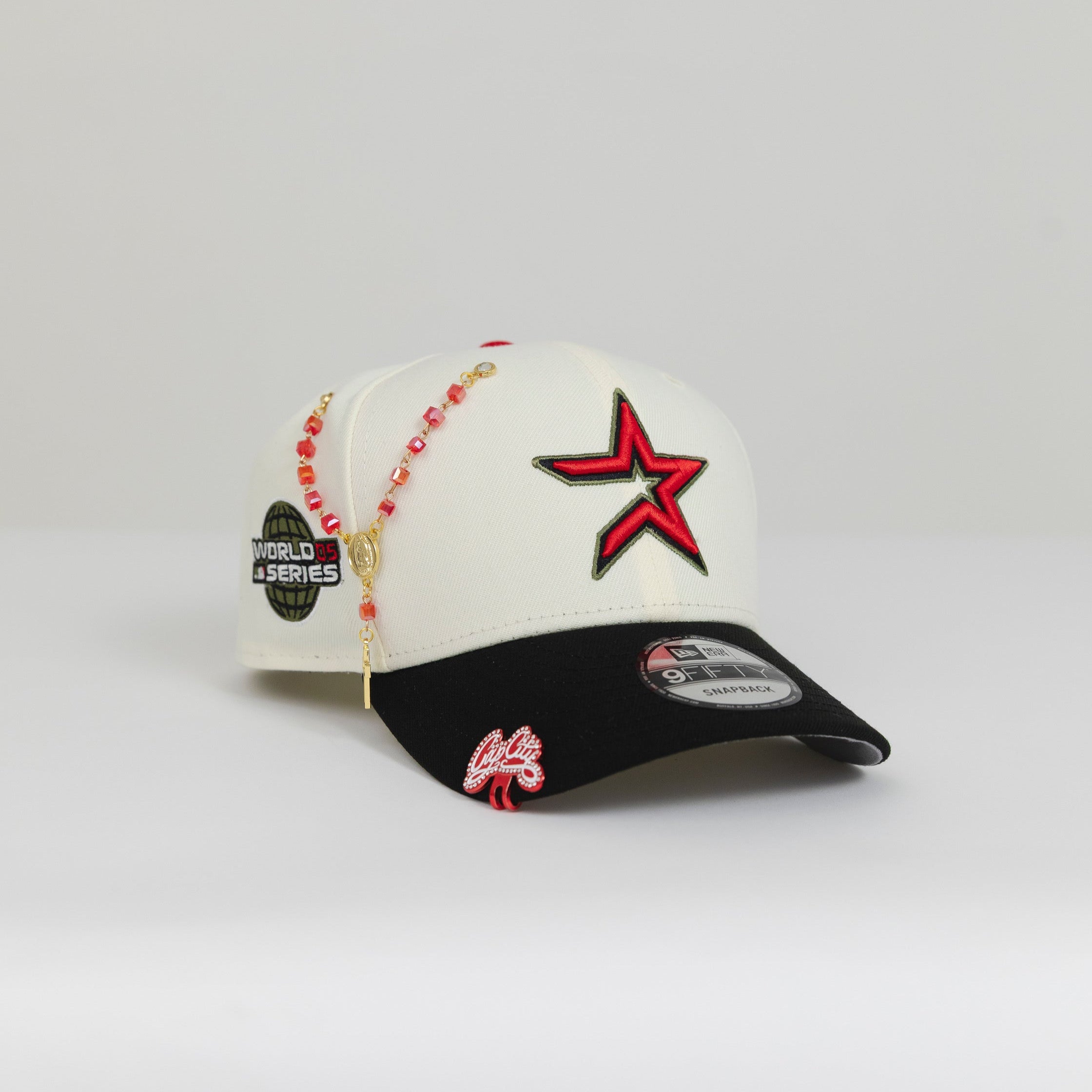 NEW ERA EXCLUSIVE 9FIFTY CHROME/ BLACK HOUSTON ASTROS SNAPBACK W/ 2005 WORLD SERIES SIDE PATCH
