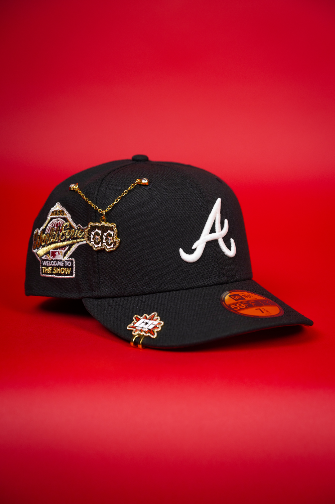 NEW ERA EXCLUSIVE 59FIFTY BLACK ATLANTA BRAVES W/ "WELCOME TO THE SHOW" SIDE PATCH