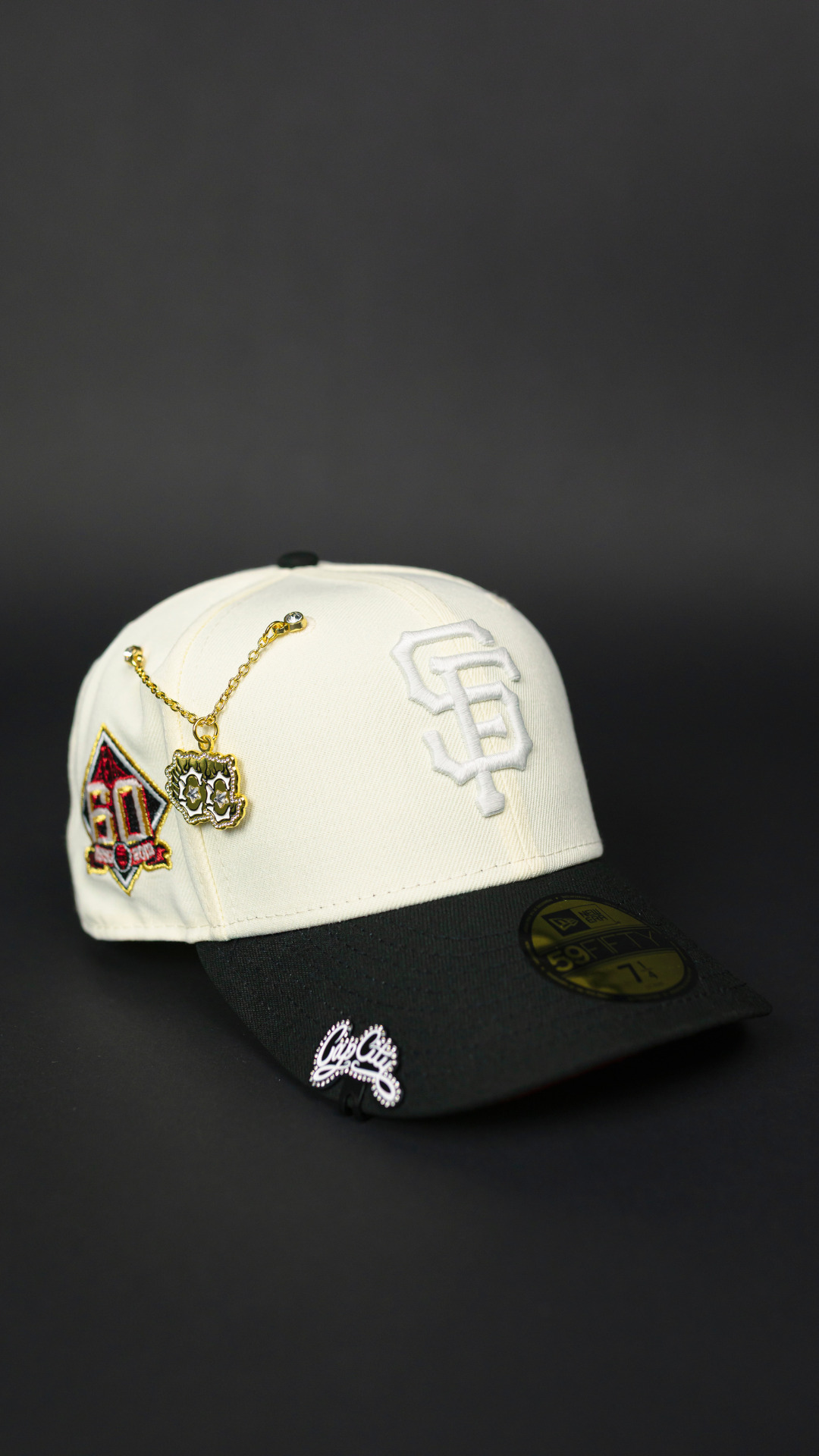 NEW ERA EXCLUSIVE 59FIFTY BLACK SAN FRANCISCO GIANTS W/ 60TH ANNIVERSARY SIDE PATCH