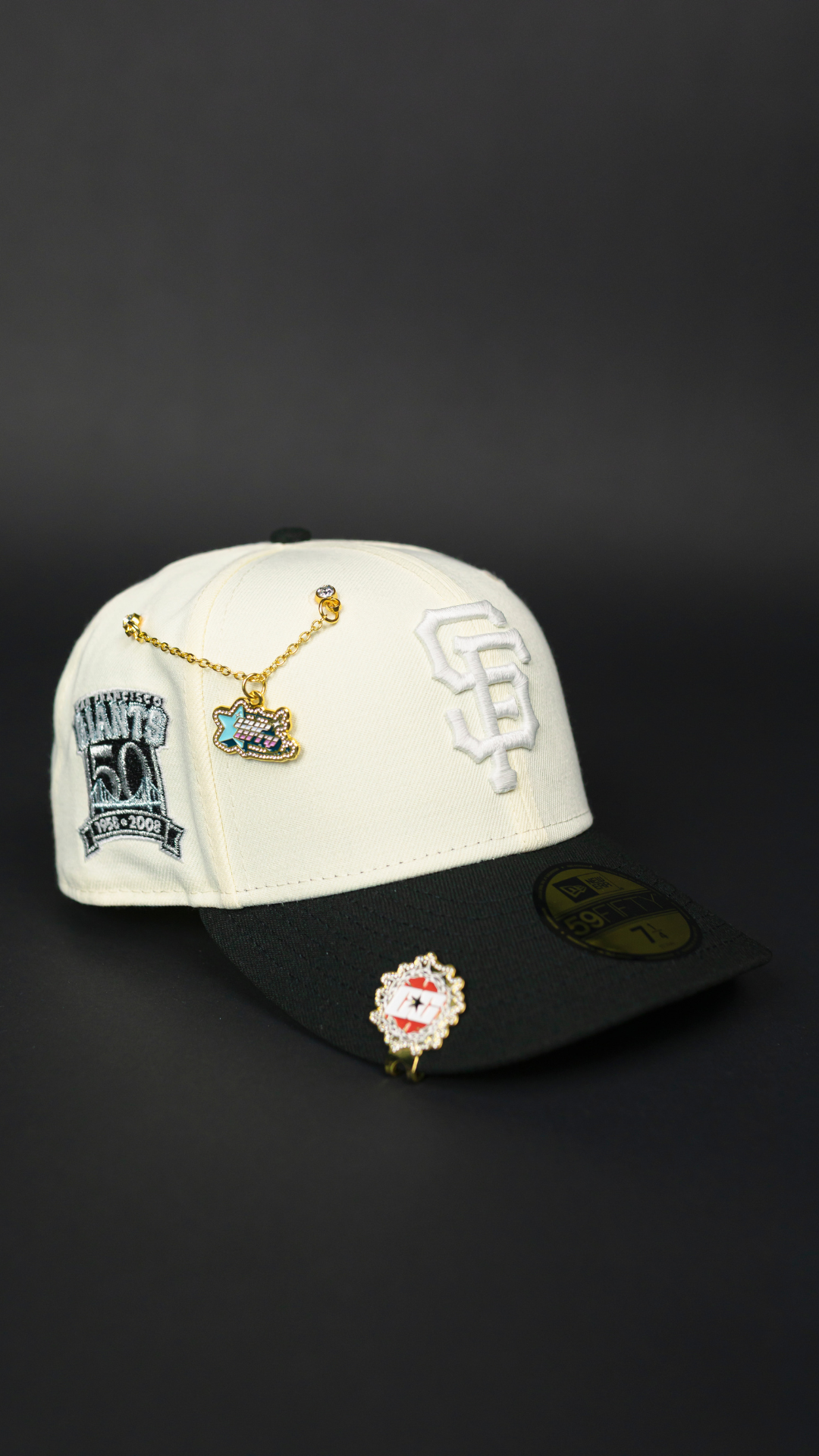 NEW ERA EXCLUSIVE 59FIFTY BLACK SAN FRANCISCO GIANTS W/ 50TH ANNIVERSARY SIDE PATCH