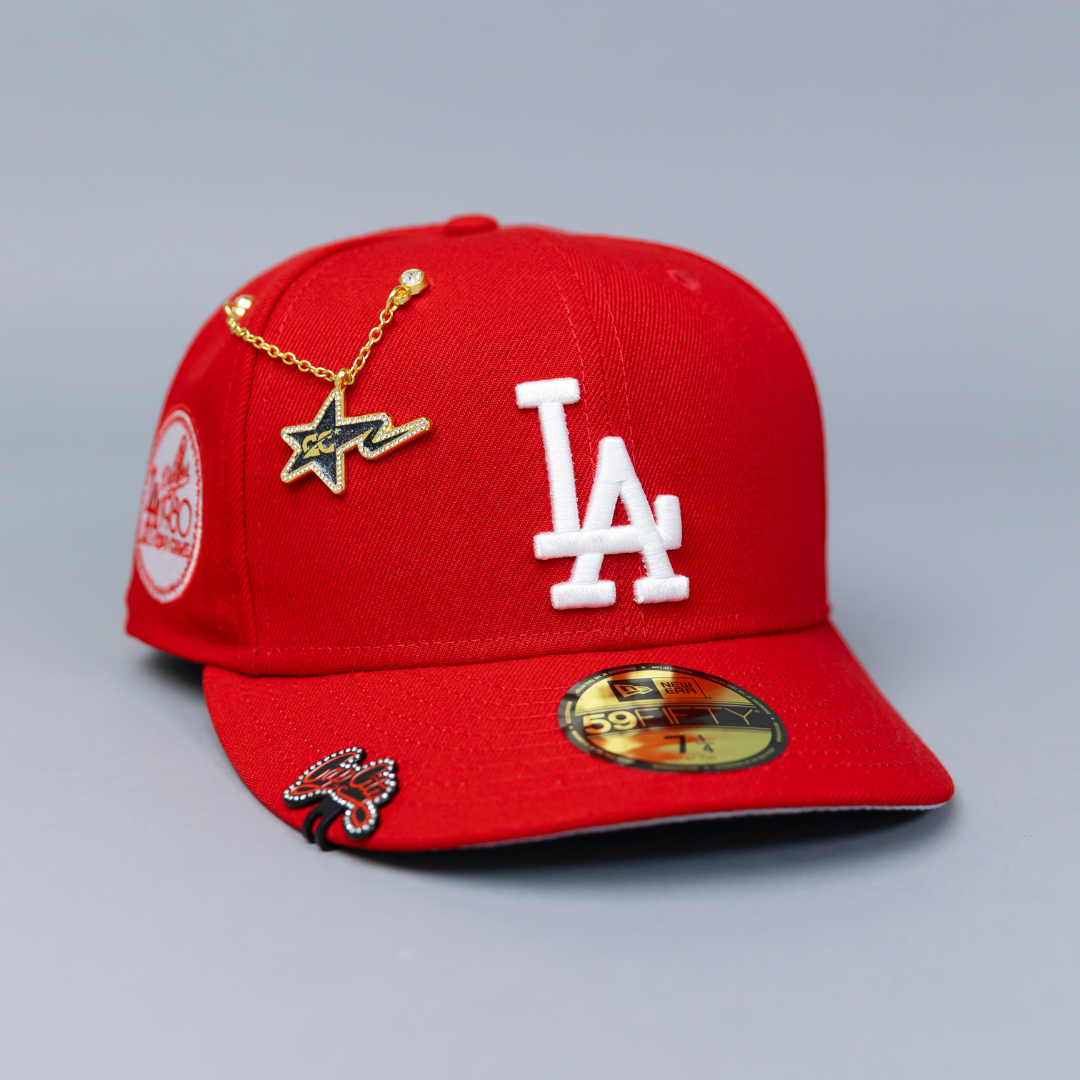 NEW ERA EXCLUSIVE 59FIFTY RED LOS ANGELES DODGERS W/ 1980 ALL STAR GAME SIDE PATCH
