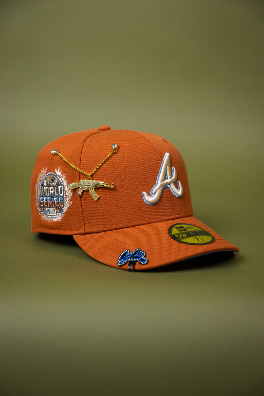 NEW ERA EXCLUSIVE 59FIFTY RUST ATLANTA BRAVES W/ 2020 WORLD SERIES SIDE PATCH