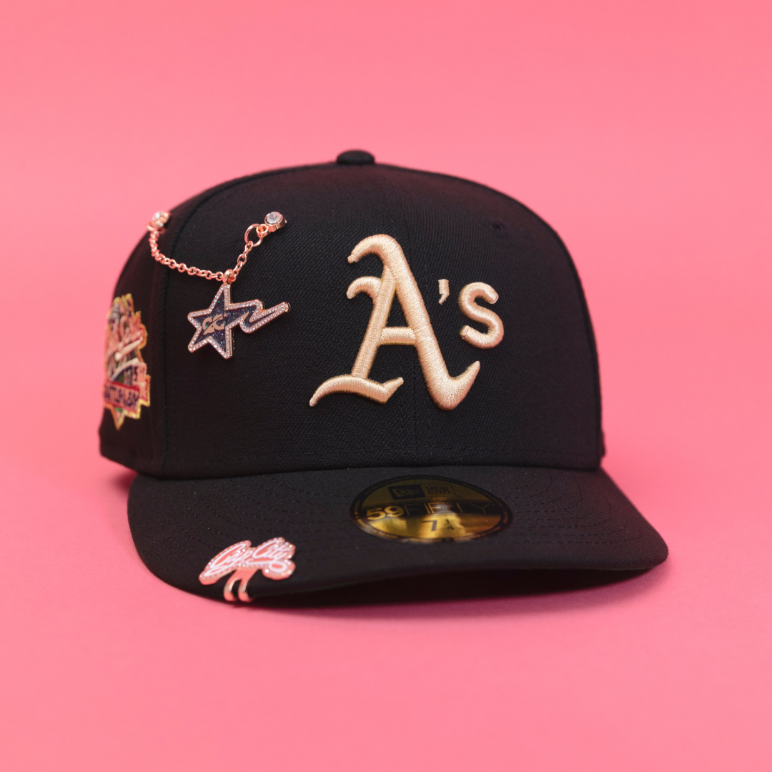 NEW ERA EXCLUSIVE 59FIFTY BLACK OAKLAND ATHLETICS W/ "BATTLE OF THE BAY" SIDE PATCH