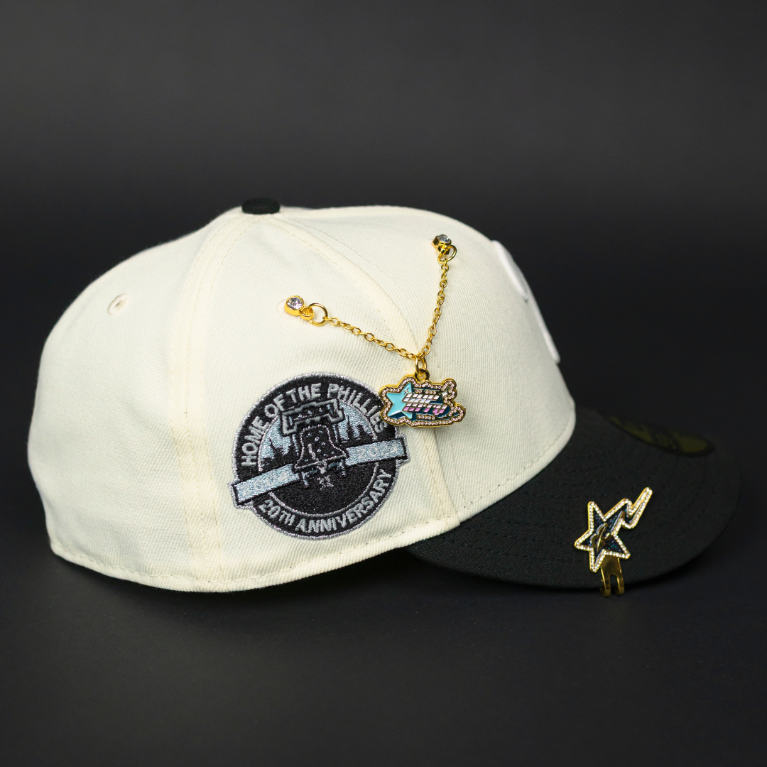 NEW ERA EXCLUSIVE 59FIFTY CHROME/ BLACK PHILADELPHIA PHILLIES W/ HOME OF THE PHILLIES SIDE PATCH
