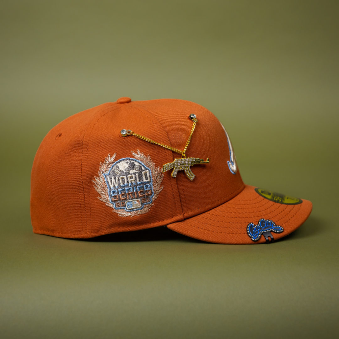 NEW ERA EXCLUSIVE 59FIFTY RUST ATLANTA BRAVES W/ 2020 WORLD SERIES SIDE PATCH