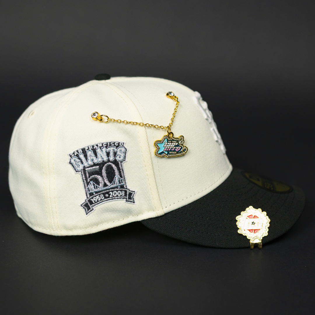 NEW ERA EXCLUSIVE 59FIFTY BLACK SAN FRANCISCO GIANTS W/ 50TH ANNIVERSARY SIDE PATCH