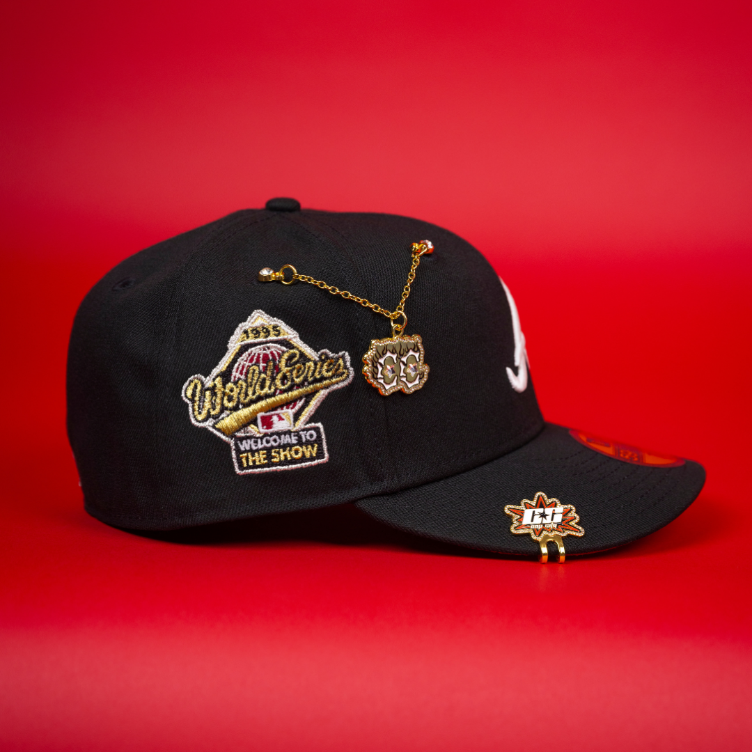 NEW ERA EXCLUSIVE 59FIFTY BLACK ATLANTA BRAVES W/ "WELCOME TO THE SHOW" SIDE PATCH