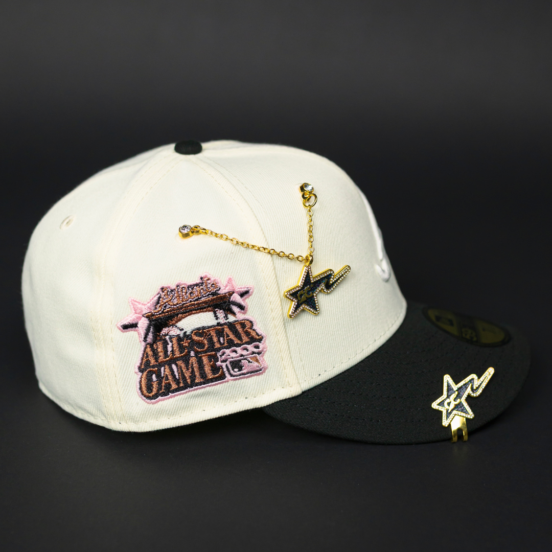 NEW ERA EXCLUSIVE 59FIFTY CHROME/ BLACK ATLANTA BRAVES W/ 2000 ALL STAR GAME SIDE PATCH