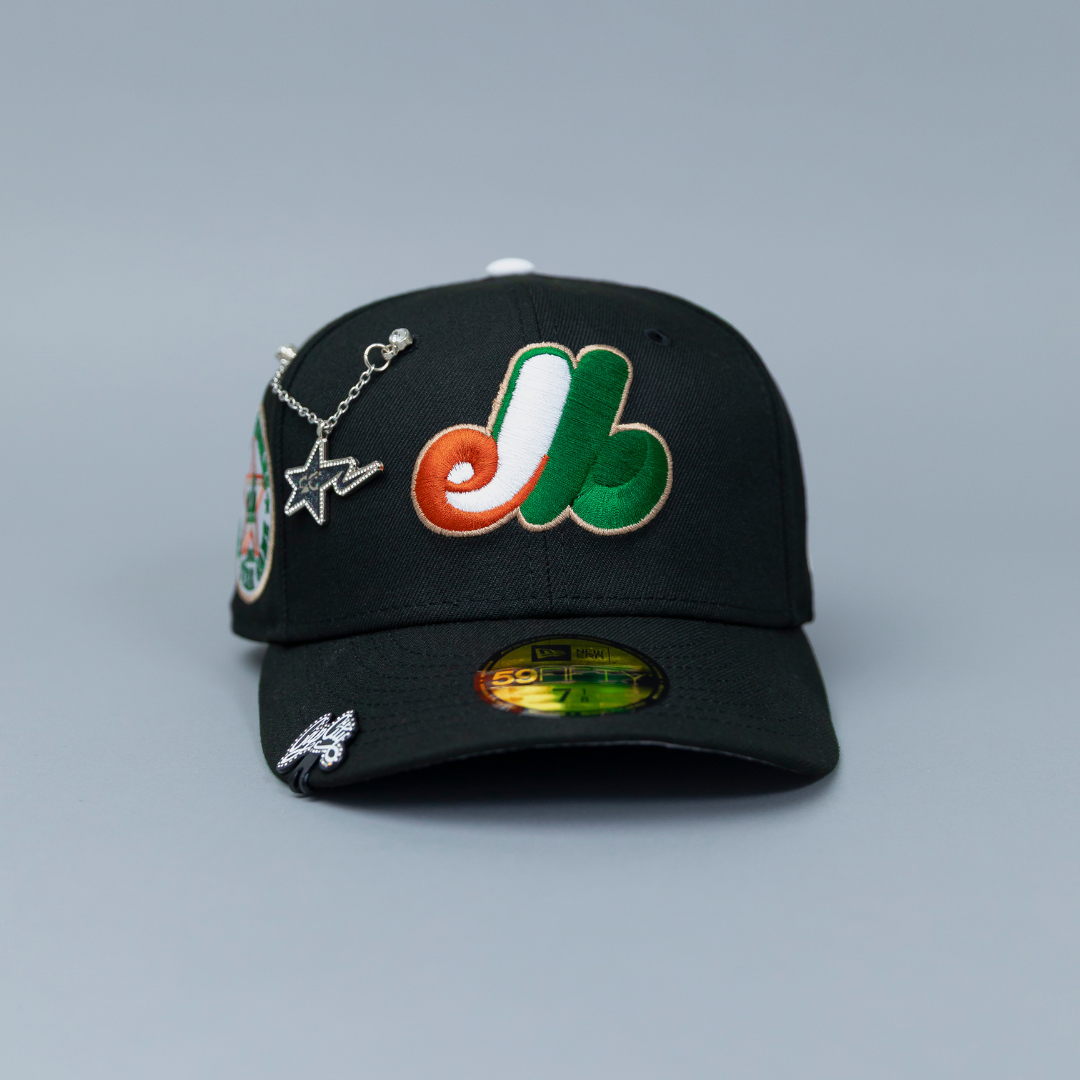 NEW ERA EXCLUSIVE 59FIFTY BLACK MONTREAL EXPOS W/ 1982 ALL STAR GAME SIDE PATCH