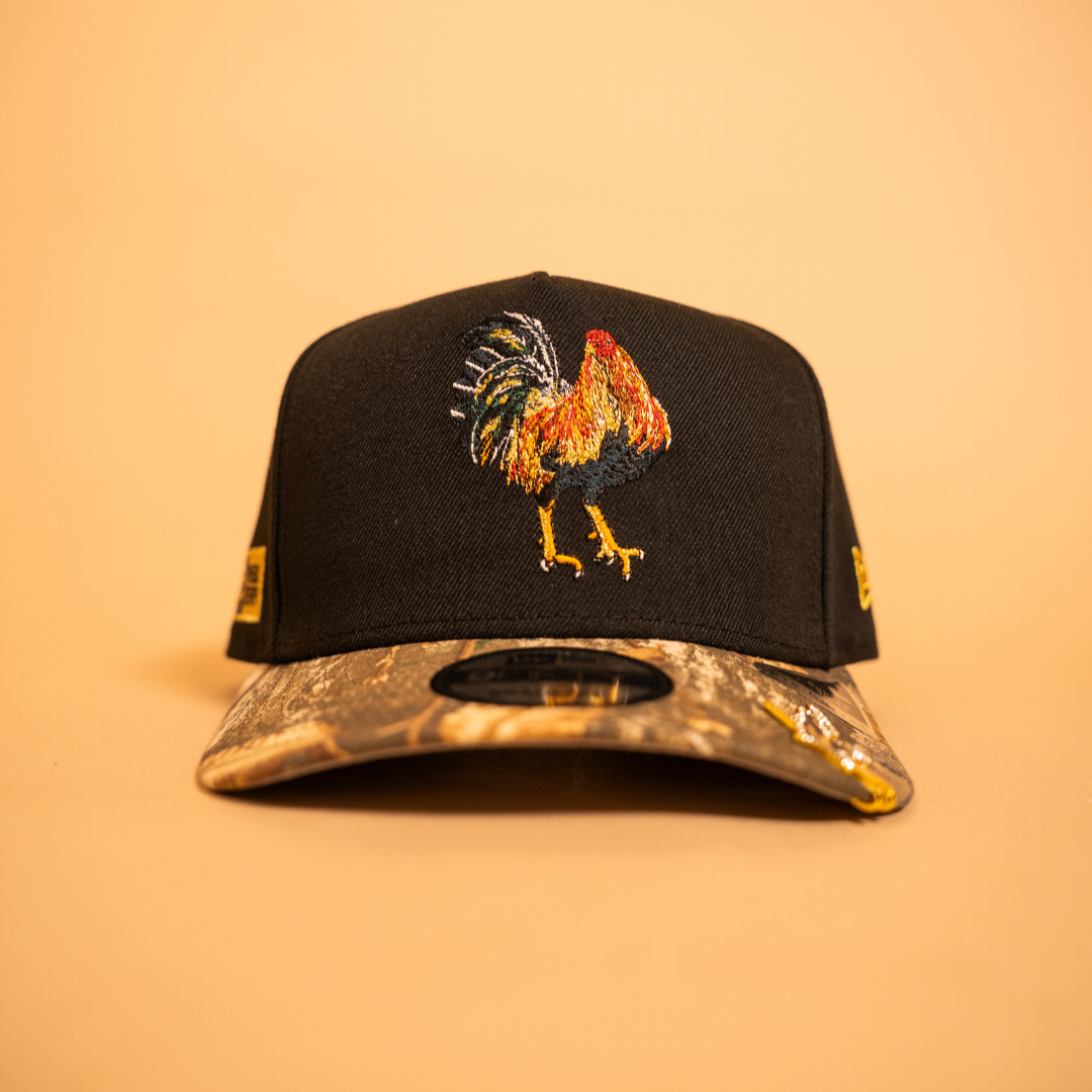 NEW ERA EXCLUSIVE 9FIFTY A-FRAME BLACK/ REALTREE "EL GALLO" SNAPBACK W/ NEW ERA SIDE PATCH