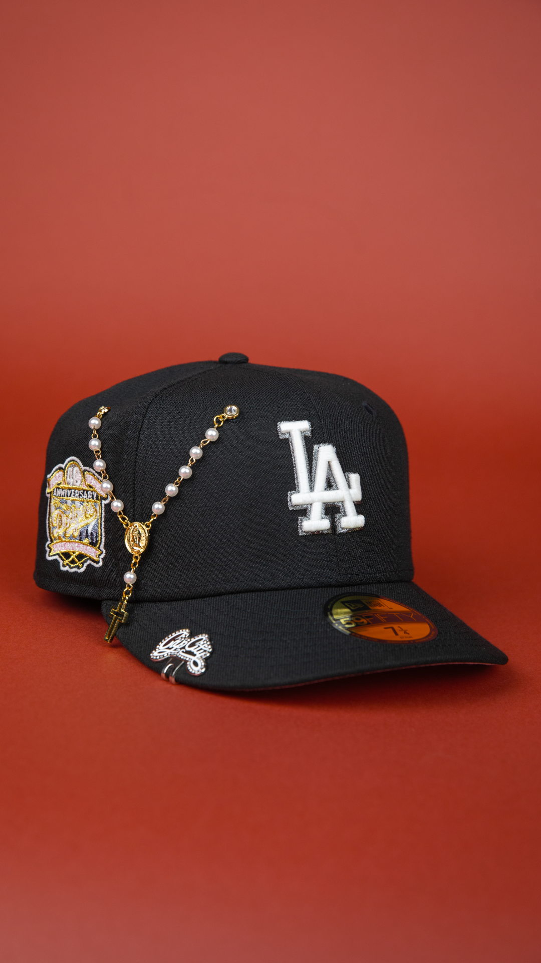 NEW ERA EXCLUSIVE 59FIFTY BLACK LOS ANGELES DODGERS W/ 40TH ANNIVERSARY SIDE PATCH