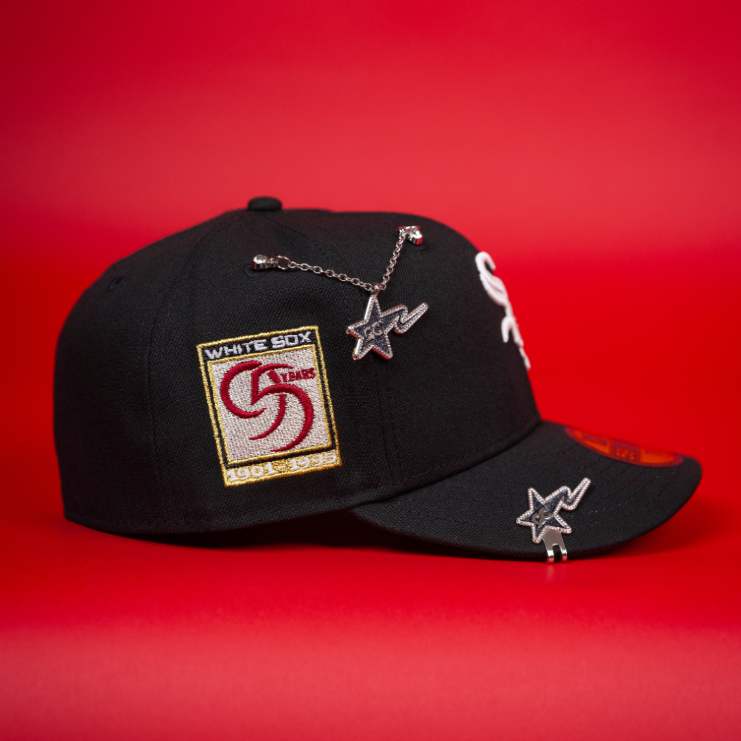 NEW ERA EXCLUSIVE 59FIFTY BLACK CHICAGO WHITE SOX W/ 95TH ANNIVERSARY SIDE PATCH
