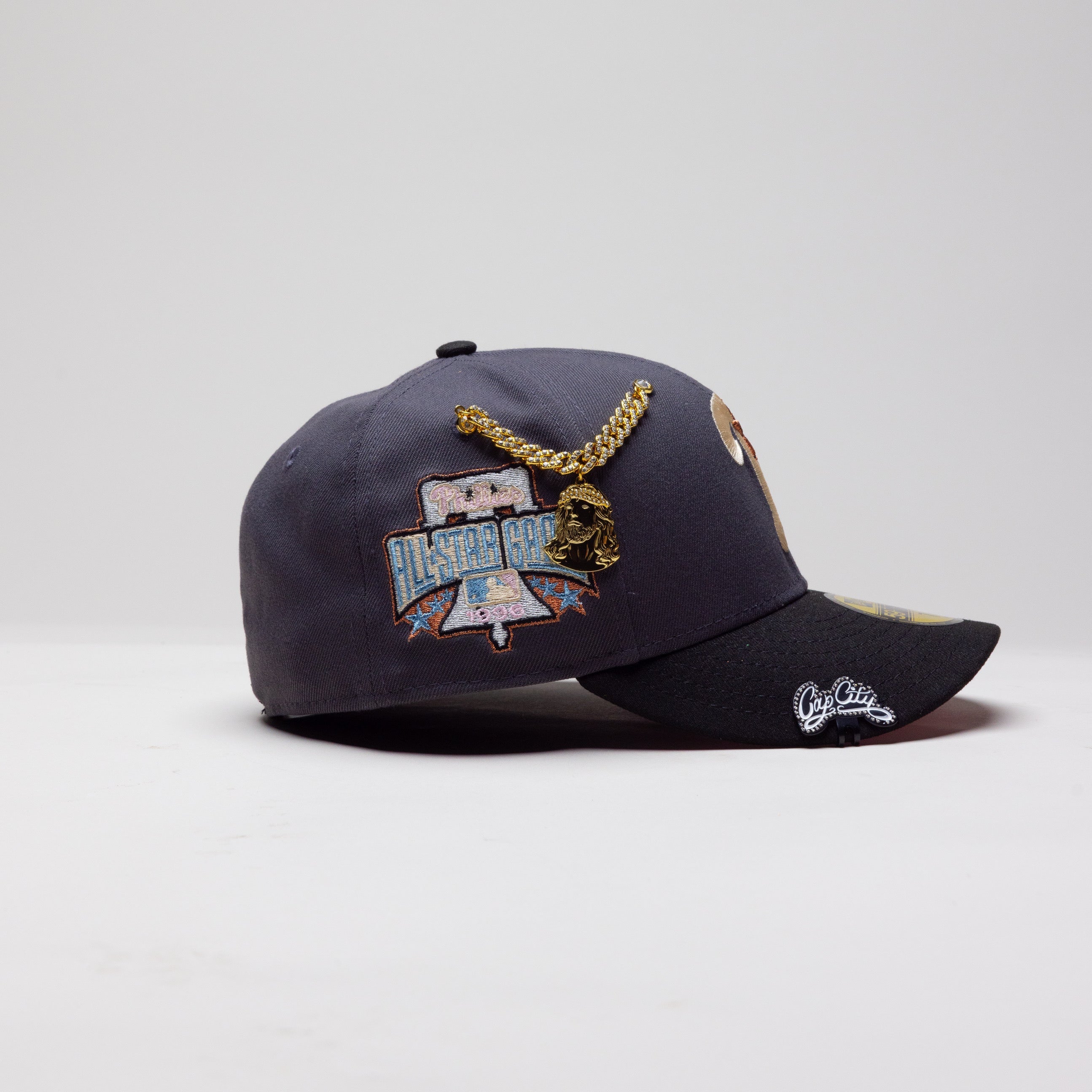 NEW ERA EXCLUSIVE 59FIFTY DARK GREY/ BLACK PHILADELPHIA PHILLIES W/ 1996 ALL STAR GAME PATCH