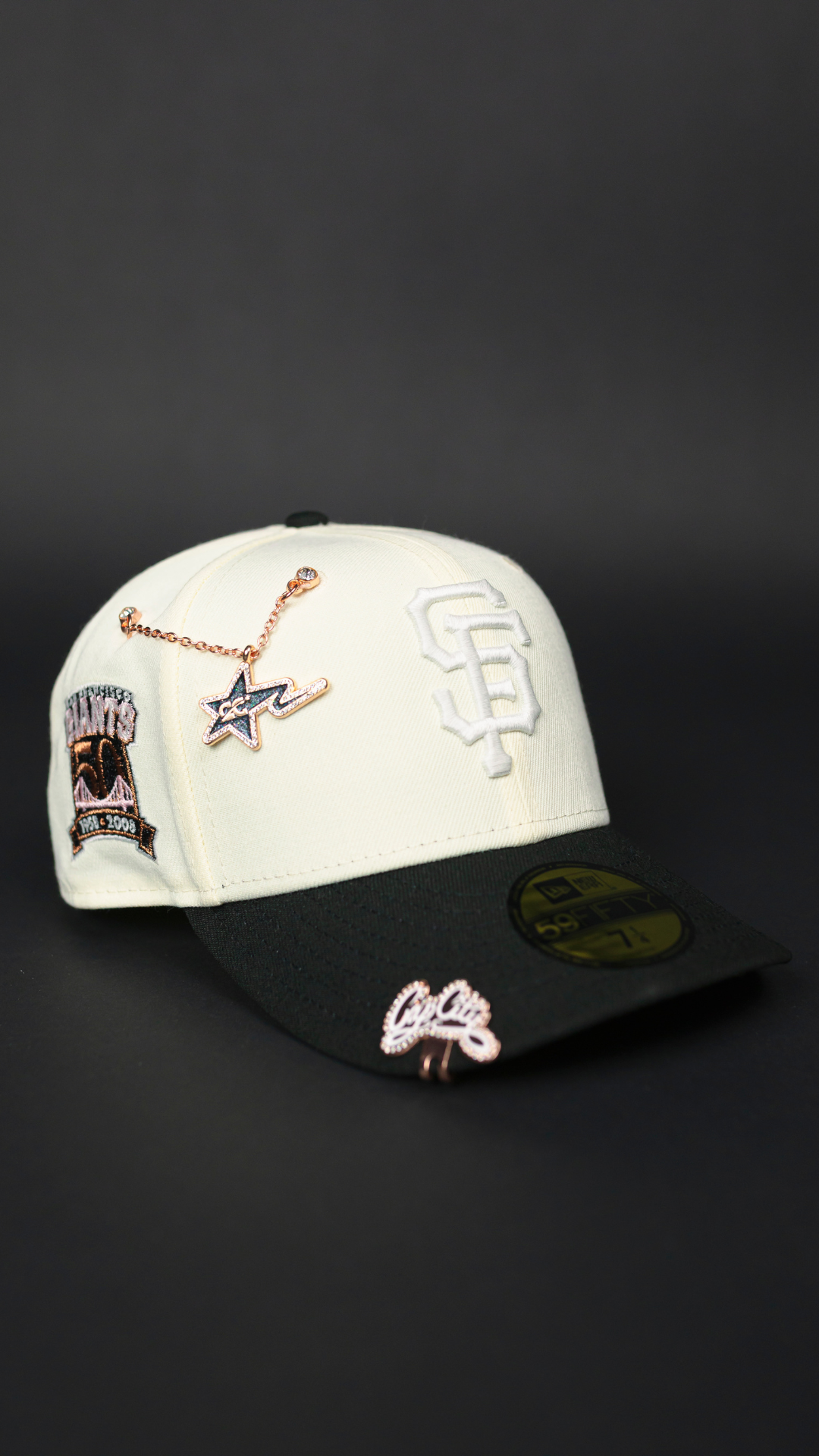 NEW ERA EXCLUSIVE 59FIFTY BLACK SAN FRANCISCO GIANTS W/ 50TH ANNIVERSARY SIDE PATCH