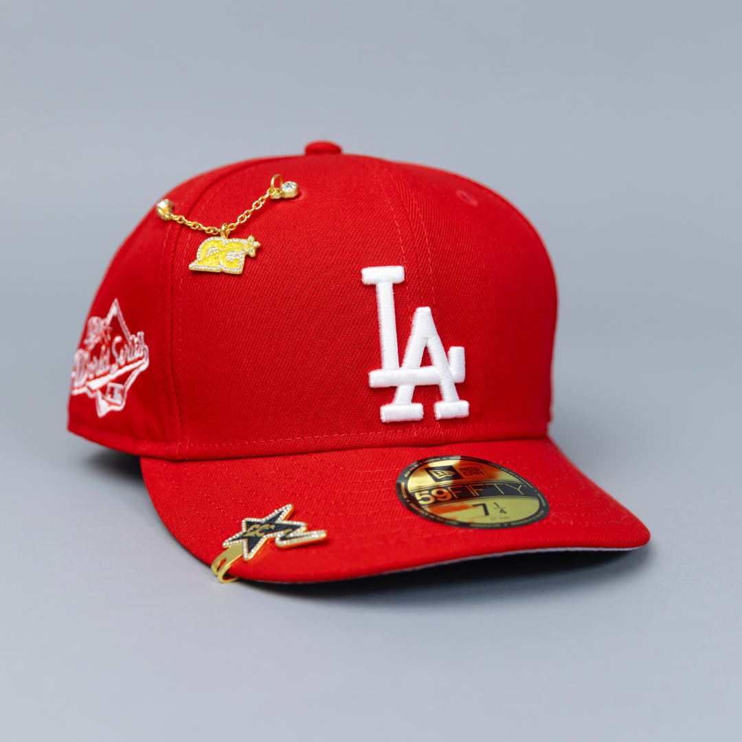 NEW ERA EXCLUSIVE 59FIFTY RED LOS ANGELES DODGERS W/ 1988 WORLD SERIES SIDE PATCH