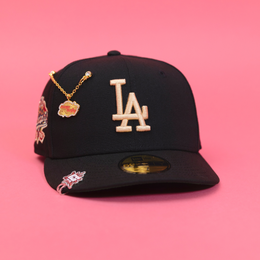 NEW ERA EXCLUSIVE 59FIFTY BLACK LOS ANGELES DODGERS W/ 100TH ANNIVERSARY SIDE PATCH