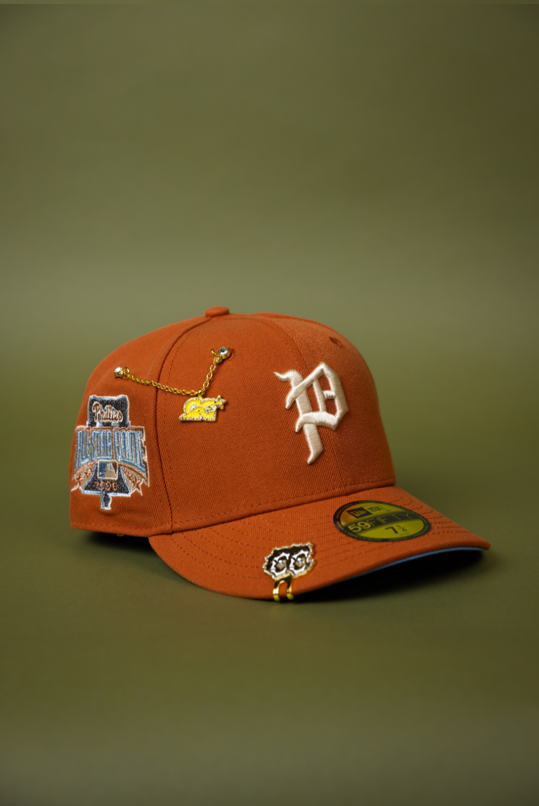 NEW ERA EXCLUSIVE 59FIFTY RUST PHILADELPHIA PHILLIES W/ 1996 ALL STAR GAME SIDE PATCH
