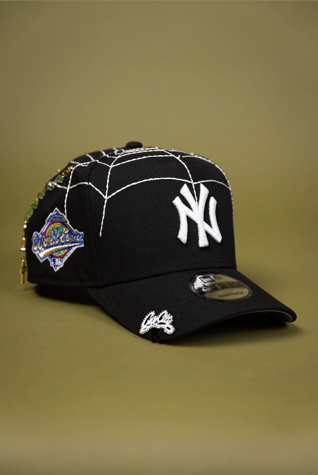 NEW ERA ECLUSIVE 9FIFTY A-FRAME BLACK NEW YORK YANKEES SNAPBACK W/ SPIDER WEB + 1996 WORLD SERIES SIDE PATCH