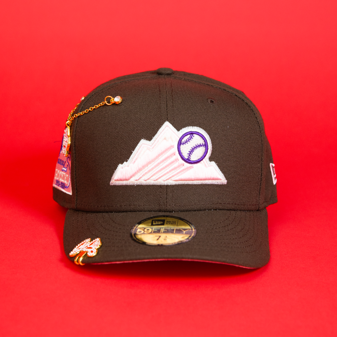 NEW ERA EXCLUSIVE 59FIFTY WALNUT COLORADO ROCKIES W/ 25TH ANNIVERSARY SIDE PATCH