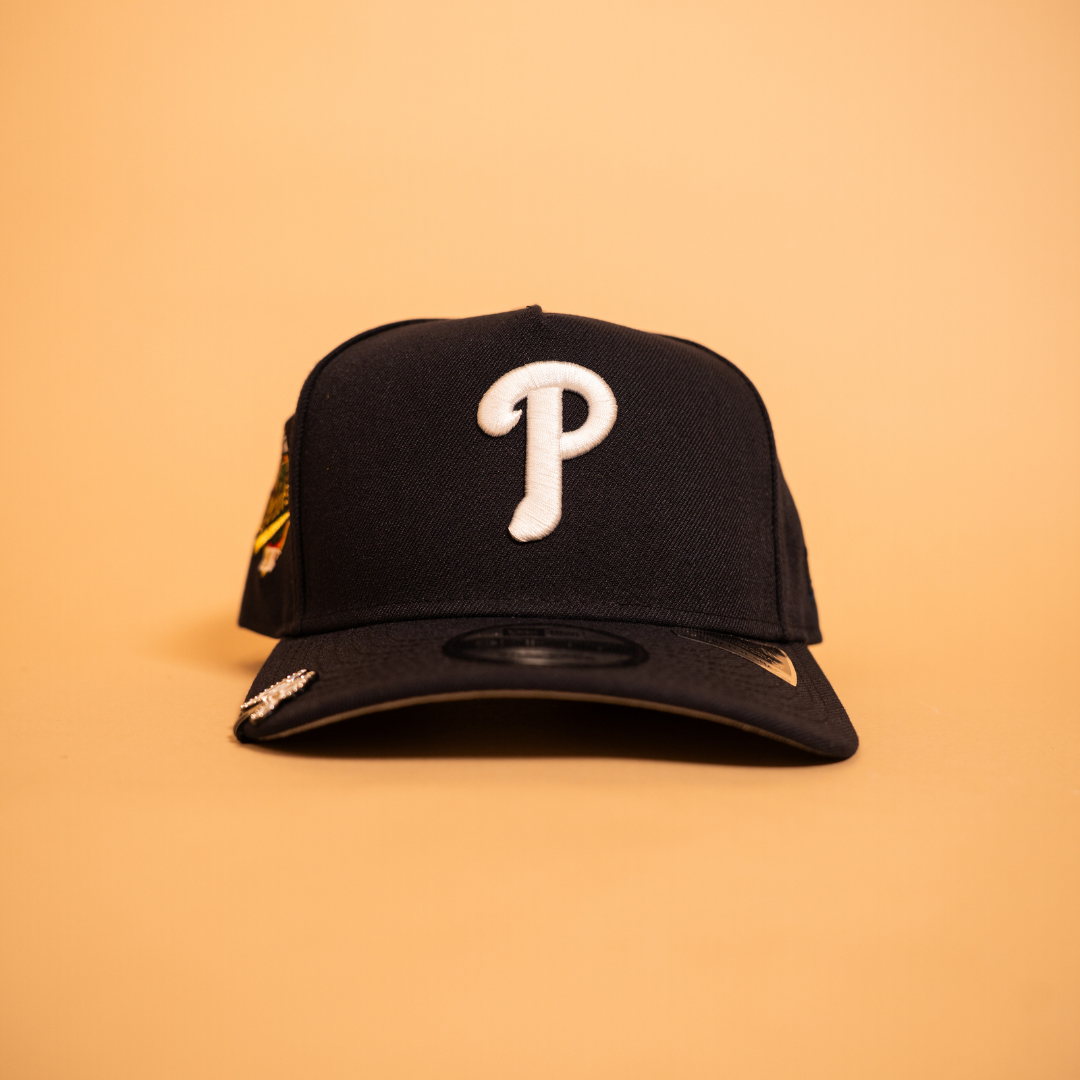 NEW ERA EXCLUSIVE 9FIFTY A-FRAME NAVY PHILADELPHIA PHILLIES SNAPBACK W/ 1993 WORLD SERIES SIDE PATCH