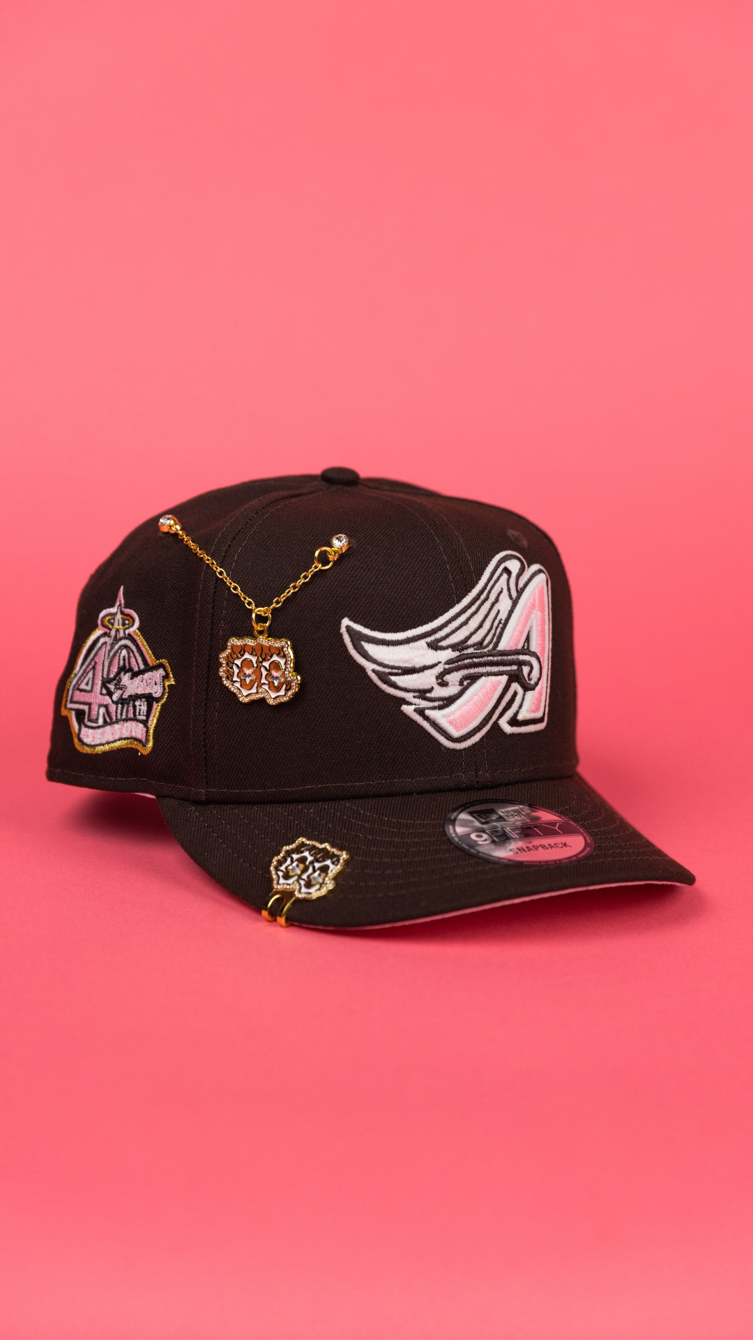 NEW ERA EXCLUSIVE 9FIFTY DARK BROWN ANAHEIM ANGELS SNAPBACK W/ 40TH ANNIVERSARY SIDE PATCH