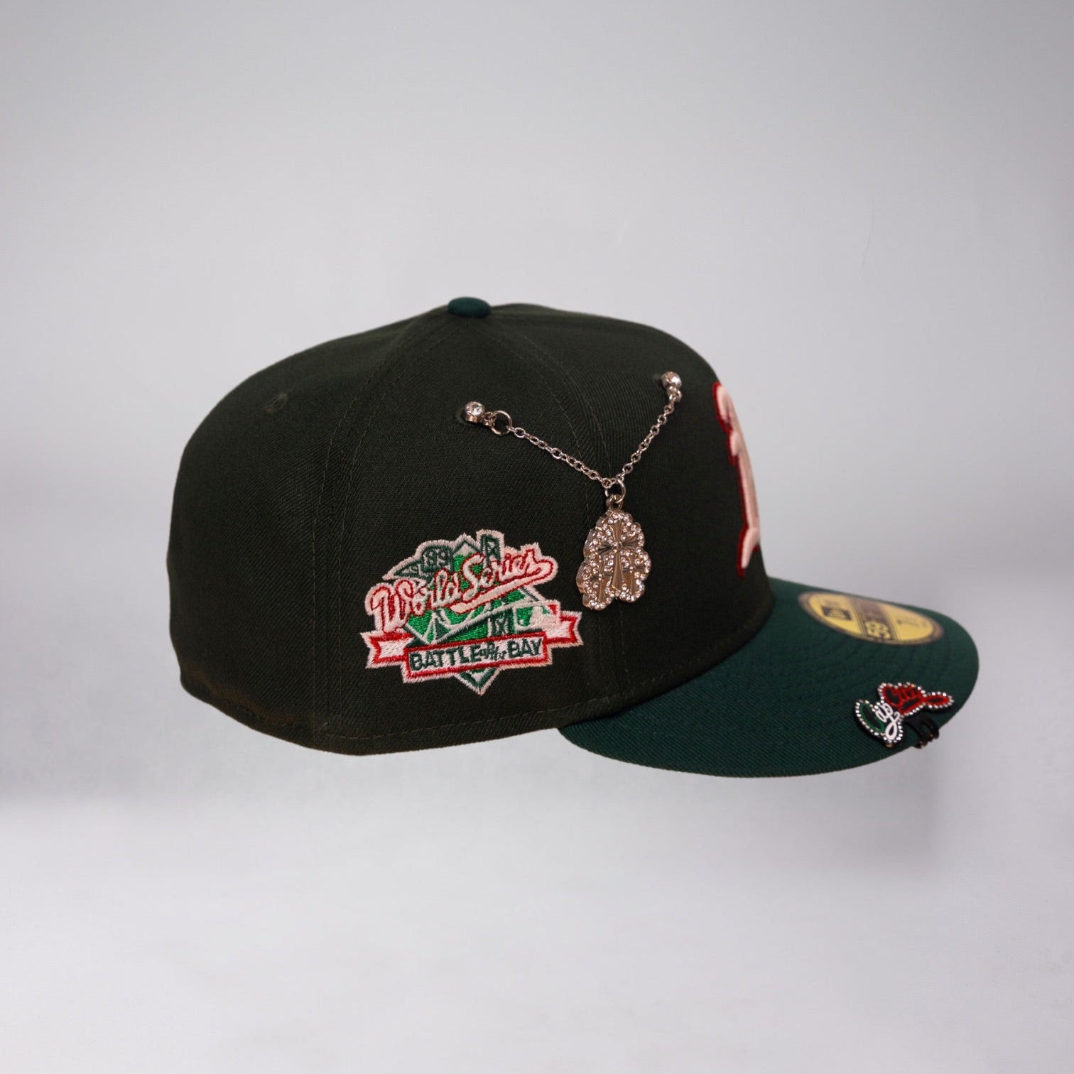 NEW ERA EXCLUSIVE 59FIFTY EMERALD GREEN OAKLAND ATHLETICS W/ "BATTLE OF THE BAY" SIDE PATCH