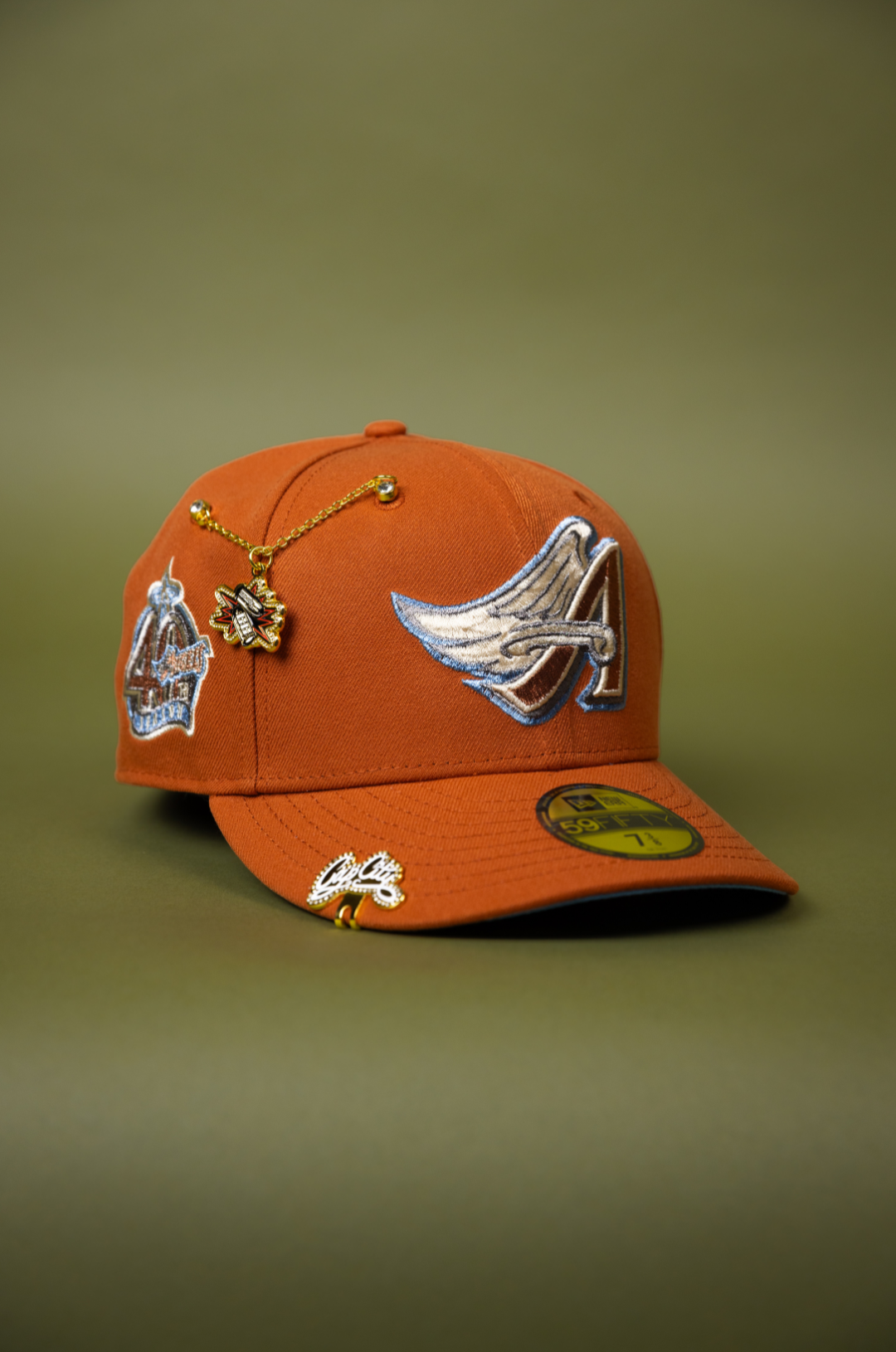 NEW ERA EXCLUSIVE 59FIFTY RUST ANAHEIM ANGELS W/ 40TH ANNNIVERSARY SIDE PATCH