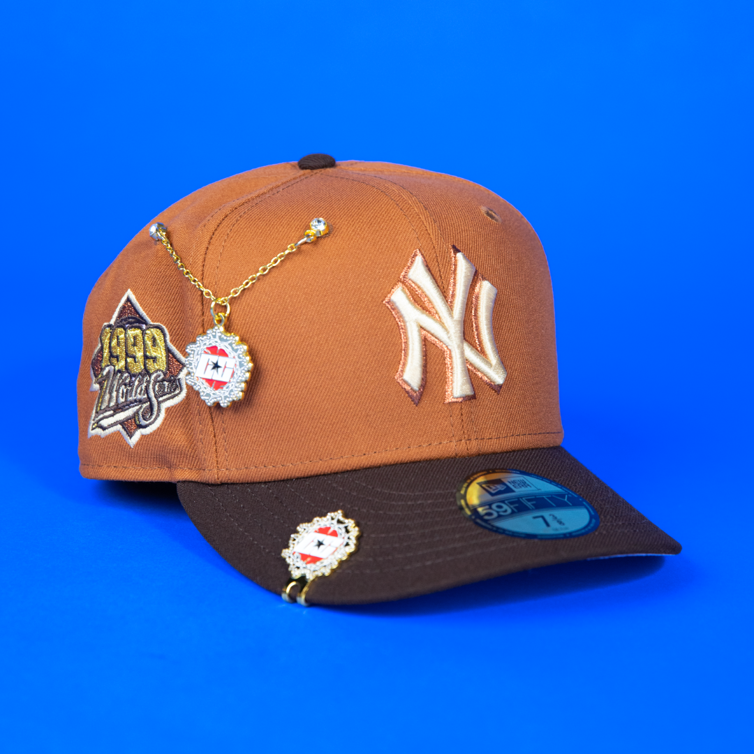 NEW ERA EXCLUSIVE 59FIFTY RUST/ WALNUT NEW YORK YANKEES W/ 1999 WORLD SERIES SIDE PATCH