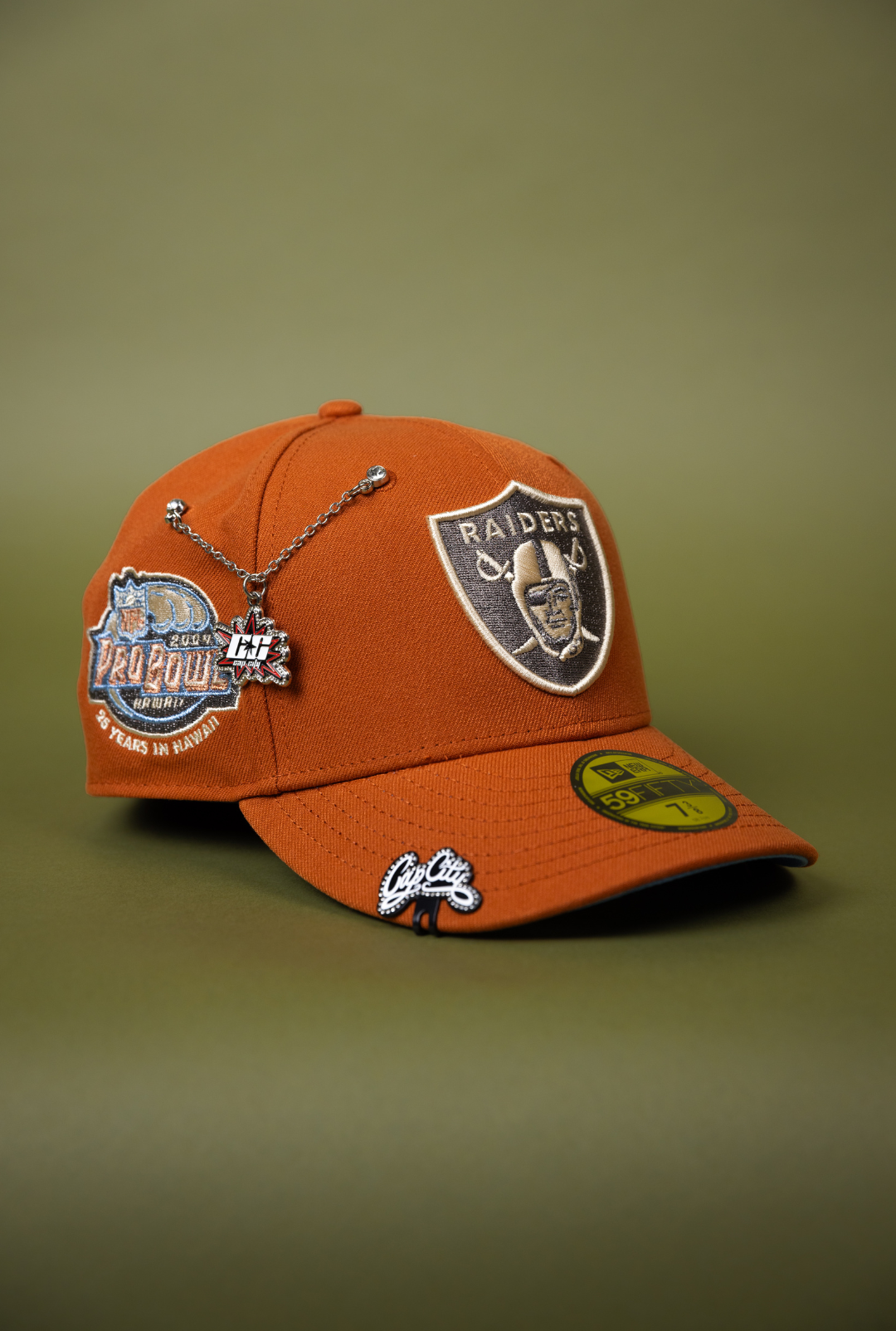 NEW ERA EXCLUSIVE 59FIFTY RUST LAS VEGAS RAIDERS W/ PRO BOWL SIDE PATCH