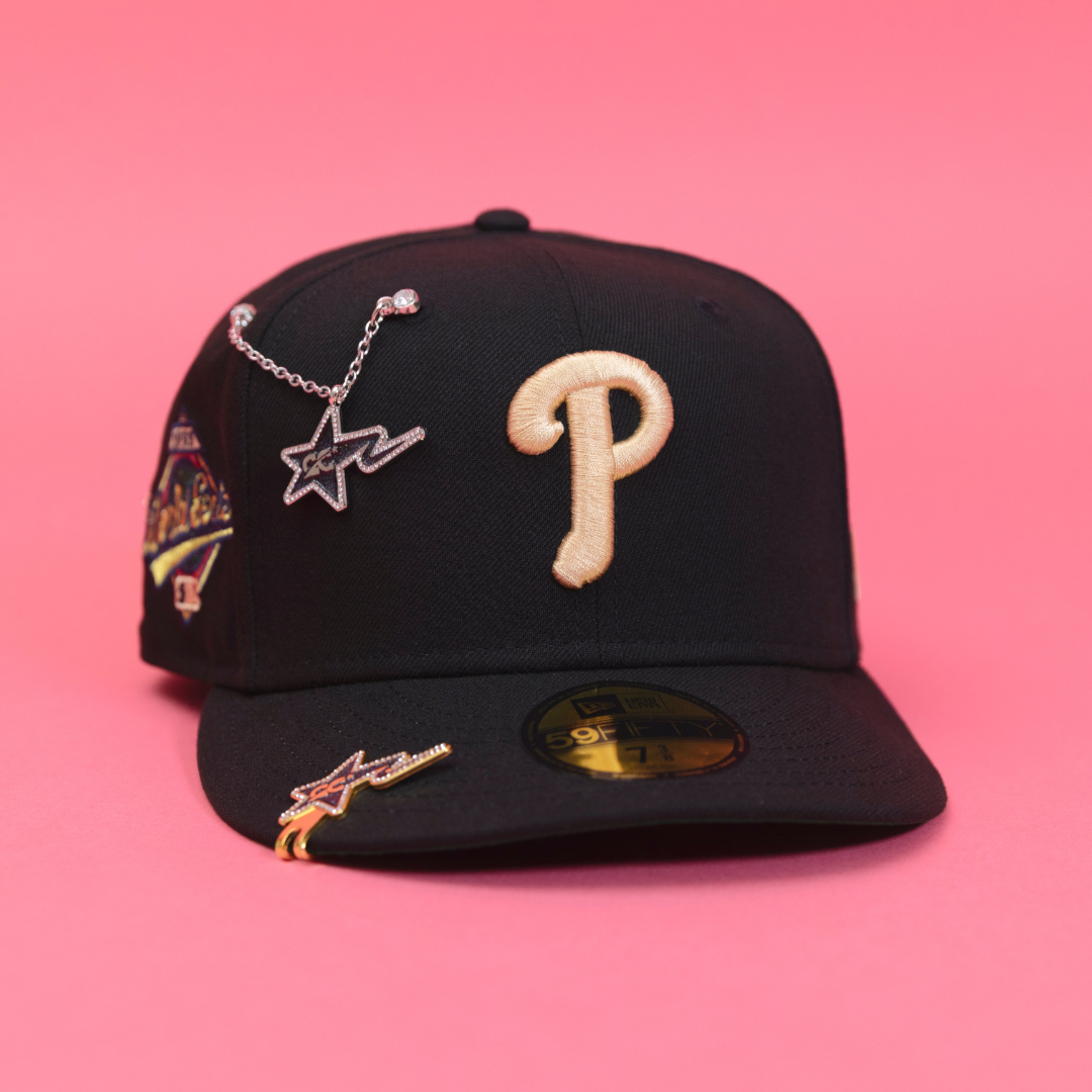 NEW ERA EXCLUSIVE 59FIFTY BLACK PHILADELPHIA PHILLIES W/ 1993 WORLD SRIES SIDE PATCH