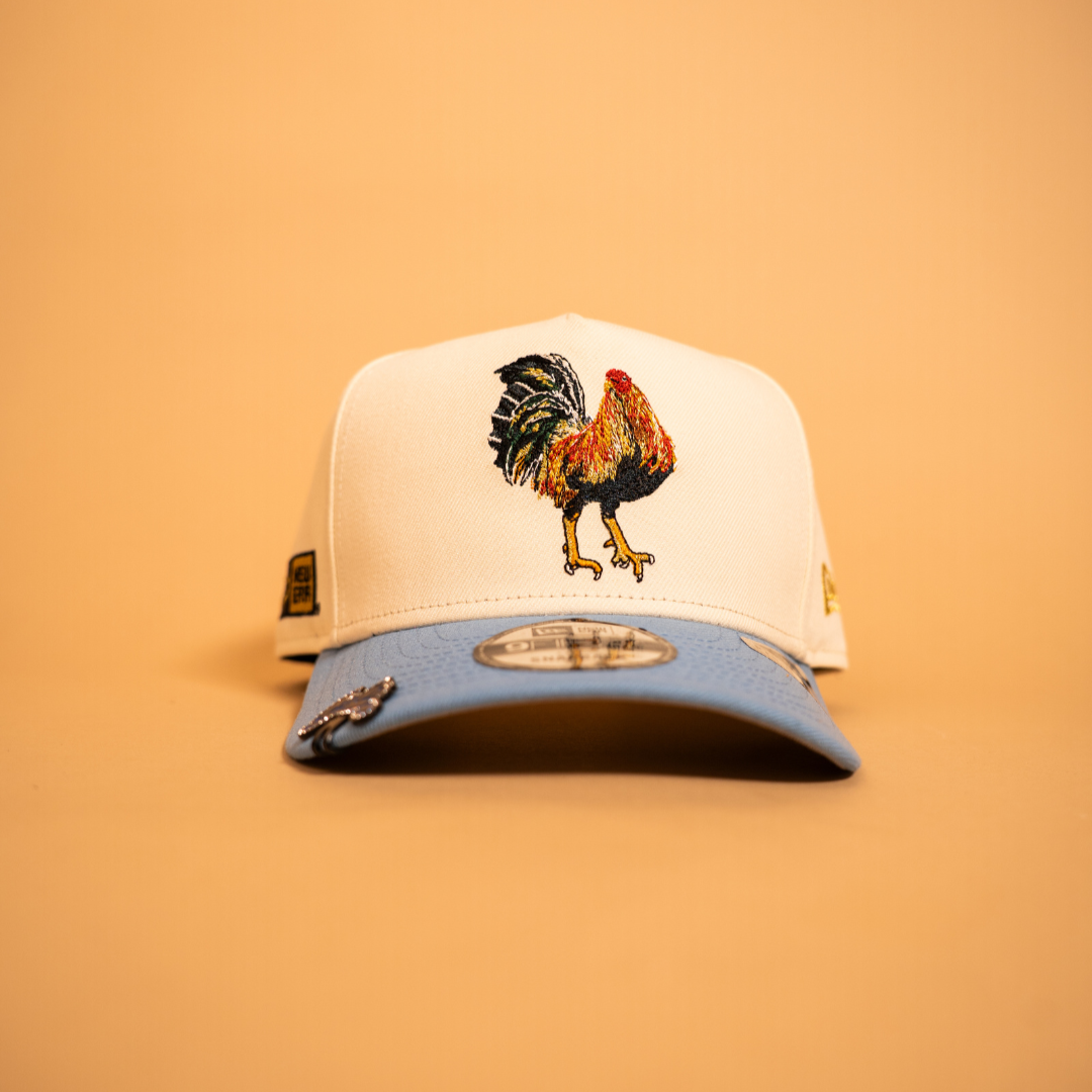 NEW ERA EXCLUSIVE 9FIFTY A-FRAME CHROME/ ICY BLUE "EL GALLO" SNAPBACK W/ NEW ERA SIDE PATCH