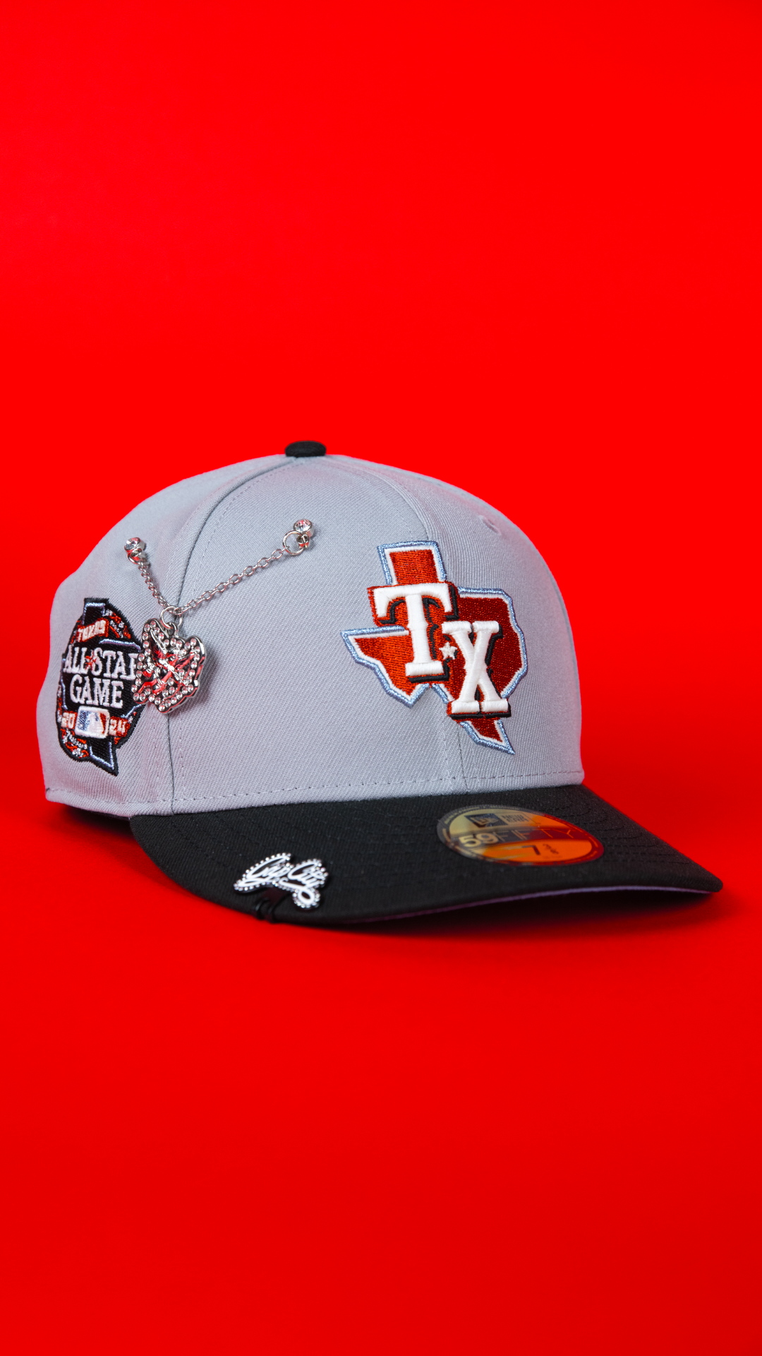 EXCLUSIVO DE NEW ERA 59FIFTY CHROME BLANCO/AZUL TEXAS RANGERS CON 40 ANIVERSARIO