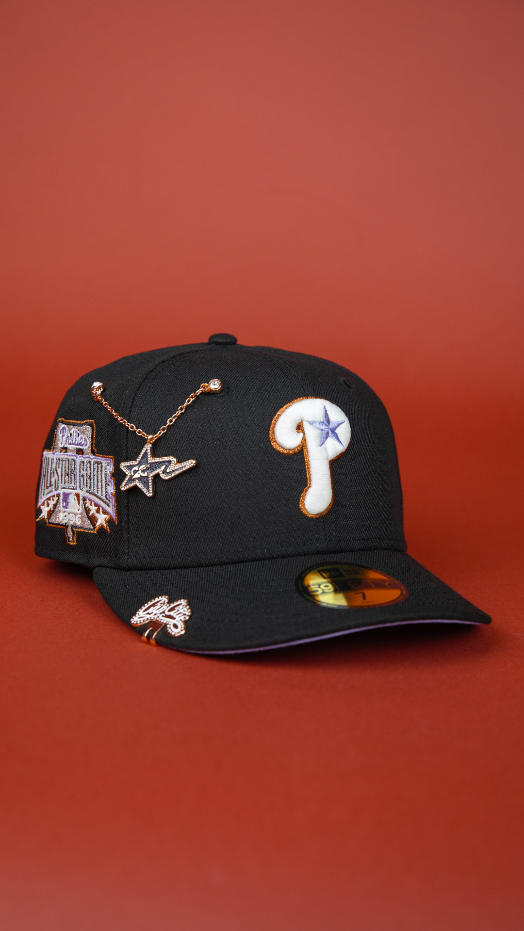 NEW ERA EXCLUSIVE 59FIFTY BLACK PHILADELPHIA PHILLIES W/ 1996 ALL STAR GAME PATCH