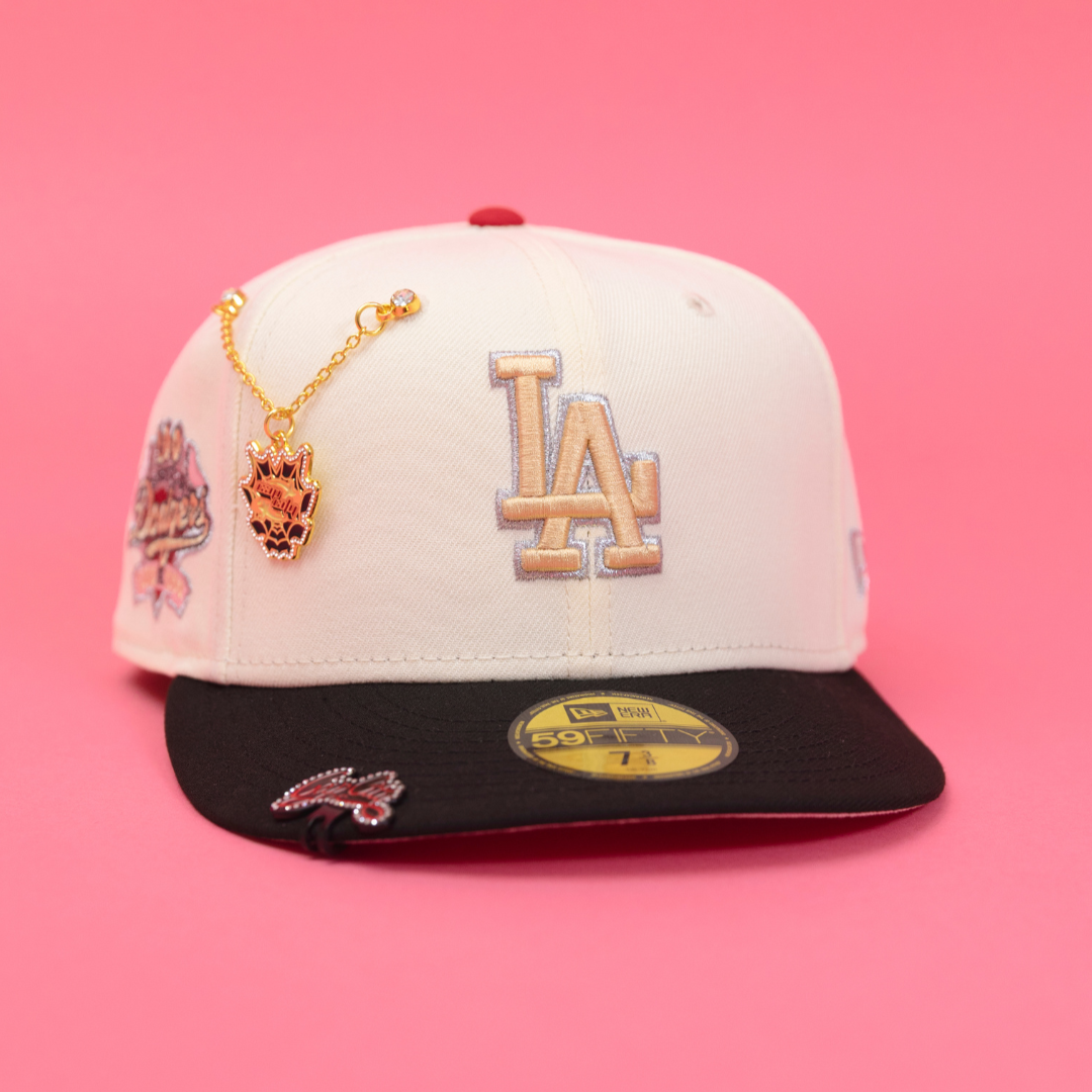 NEW ERA EXCLUSIVE 59FIFTY CHROME/ BLACK LOS ANGELES DODGERS W/ 100TH ANNIVERSARY SIDE PATCH