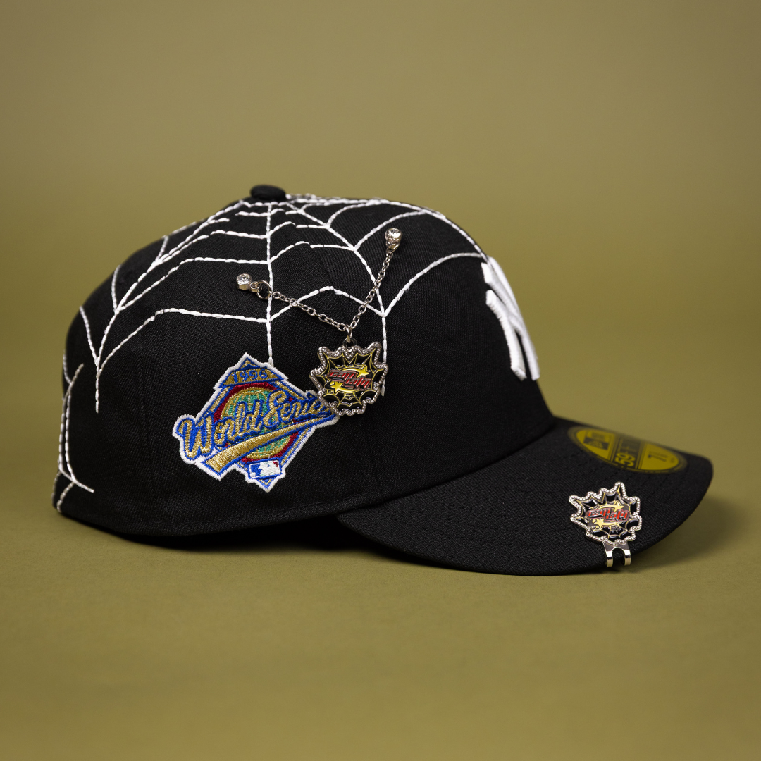 NEW ERA EXCLUSIVE 59FIFTY BLACK NEW YORK YANKEES W/ SPIDER WEB + 1996 WORLD SERIES SIDE PATCH