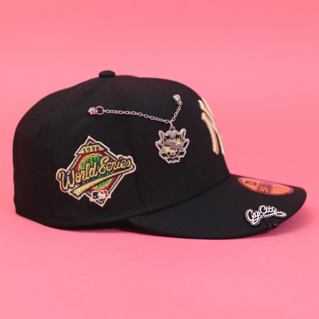 NEW ERA EXCLUSIVE 59FIFTY BLACK NEW YORK YANKEES W/ 1996 WORLD SERIES SIDE PATCH