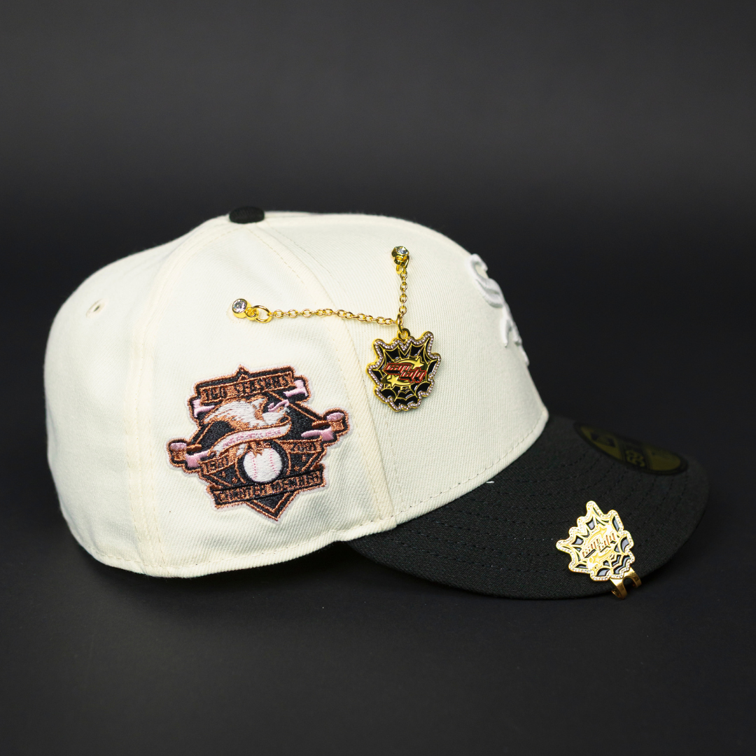 NEW ERA EXCLUSIVE 59FIFTY CHROME/ BLACK CHICAGO WHITE SOX W/ 100TH SEASON SIDE PATCH