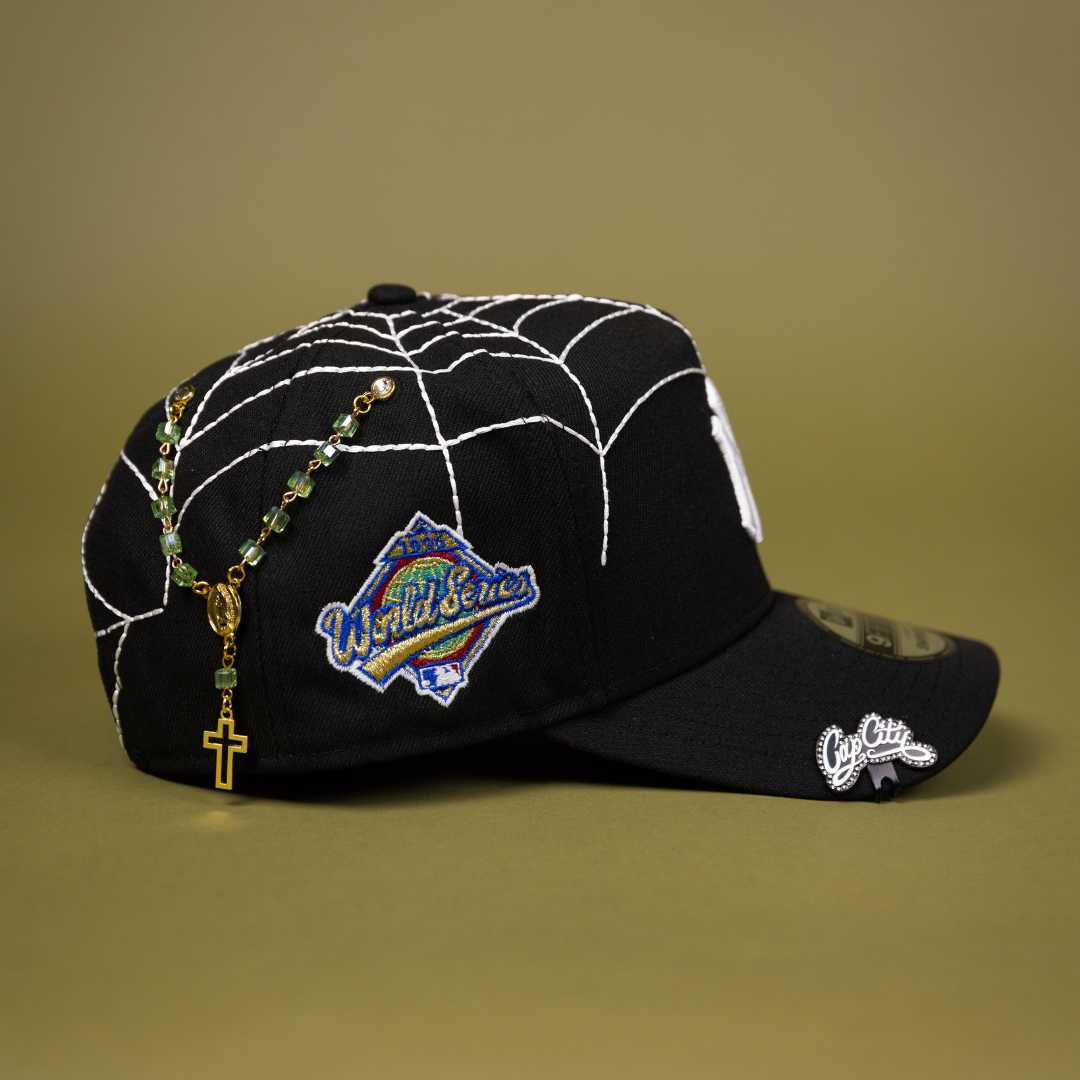 NEW ERA ECLUSIVE 9FIFTY A-FRAME BLACK NEW YORK YANKEES SNAPBACK W/ SPIDER WEB + 1996 WORLD SERIES SIDE PATCH