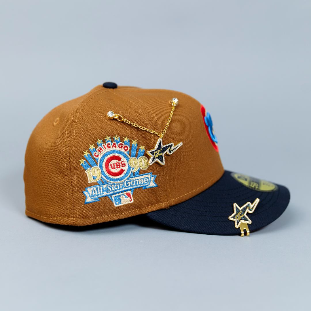 NEW ERA EXCLUSIVE 59FIFTY DARK KHAKI/ NAVY CHICAGO CUBS W/ 1990 ALL STAR GAME PATCH