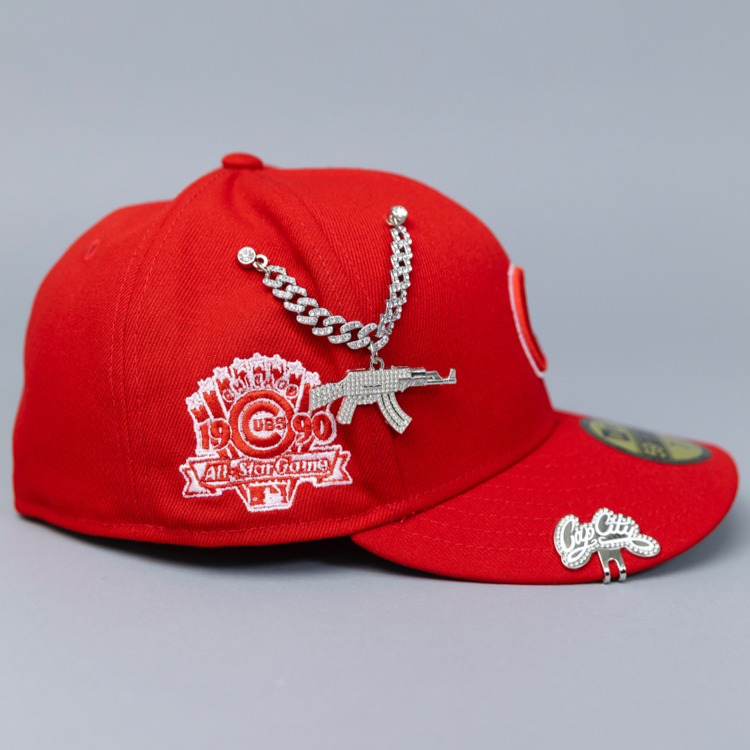 NEW ERA EXCLUSIVE 59FIFTY RED CHICAGO CUBS W/ 1990 ALL STAR GAME SIDE PATCH