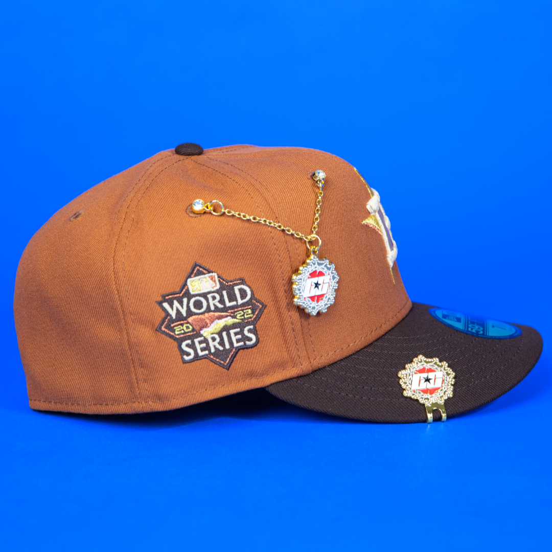 NEW ERA EXCLUSIVE 59FIFTY RUST/ WALNUT HOUSTON ASTROS W/ 2022 WORLD SERIES SIDE PATCH