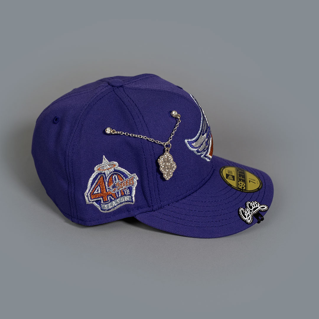 NEW ERA EXCLUSIVE 59FIFTY PURPLE ANAHEIM ANGELS W/ 40TH ANNIVERSARY SIDE PATCH