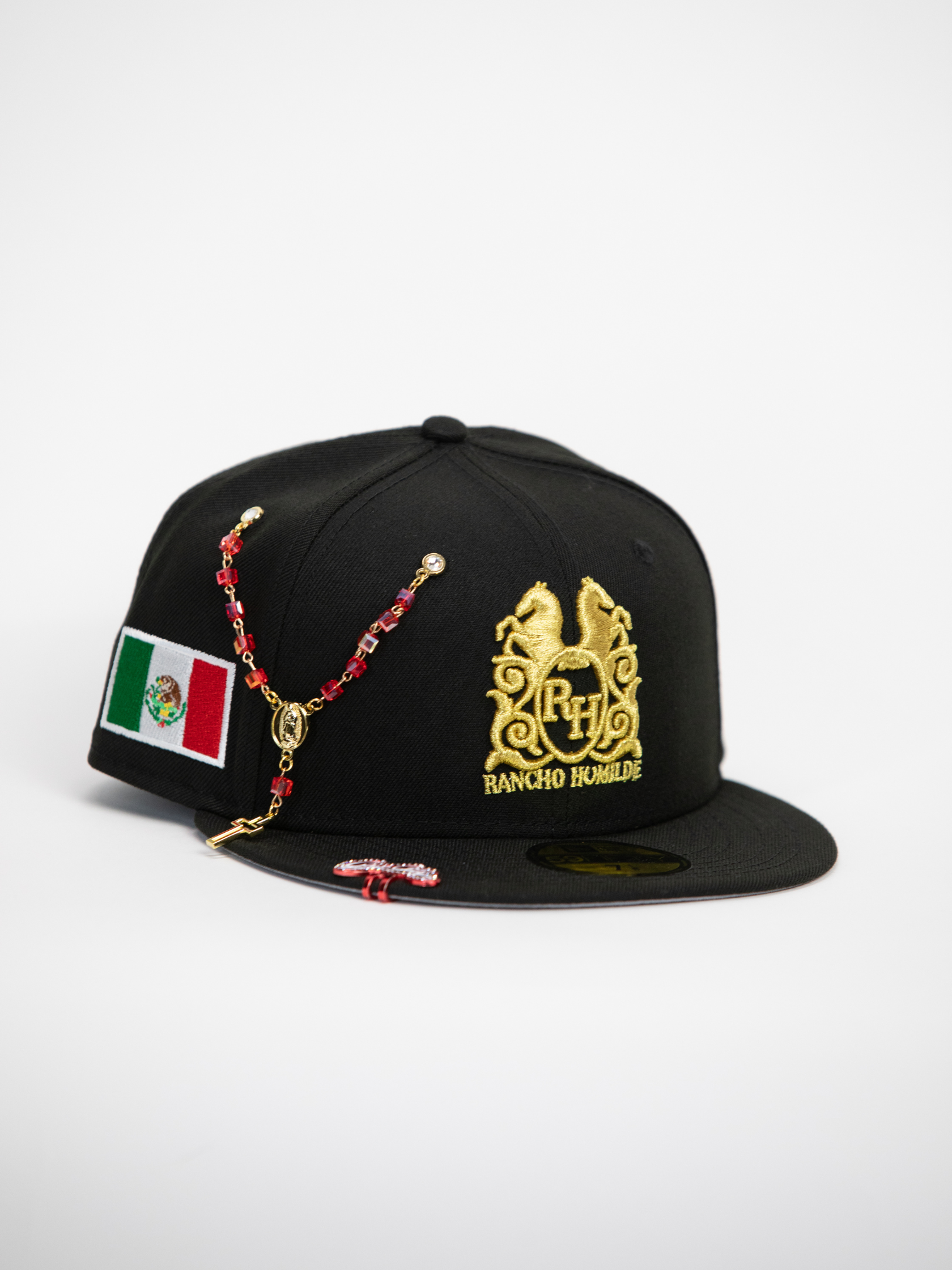 NEW* "RANCHO HUMILDE x NEW ERA x CAP CITY" BLACK 59FIFTY FITTED W/ MEXICAN FLAG & GREY UV *FREE ACCESSORY INCLUDED