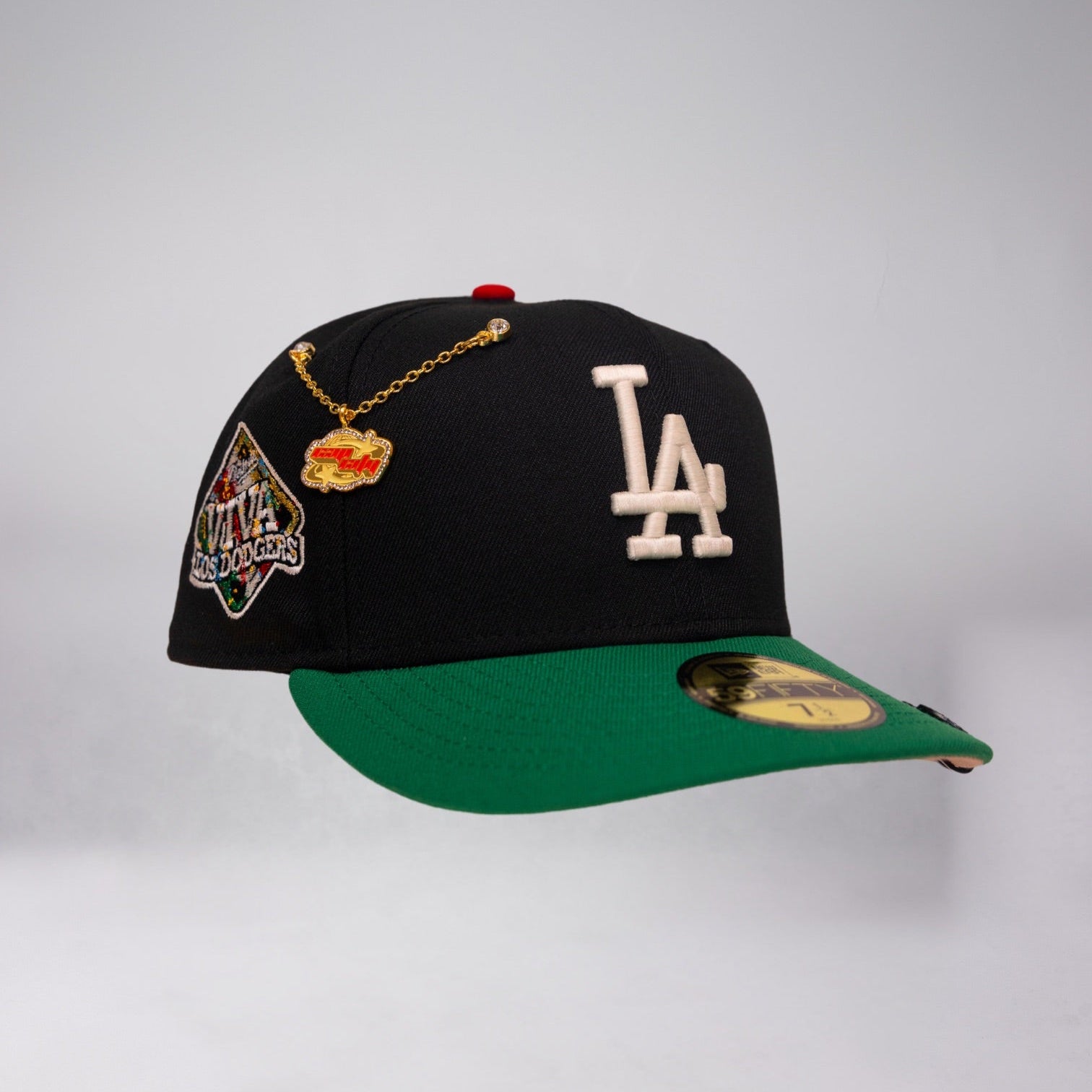 NEW ERA EXCLUSIVE 59FIFTY BLACK/GREEN LOS ANGELES DODGERS W/ VIVA LOS DODGERS SIDE PATCH