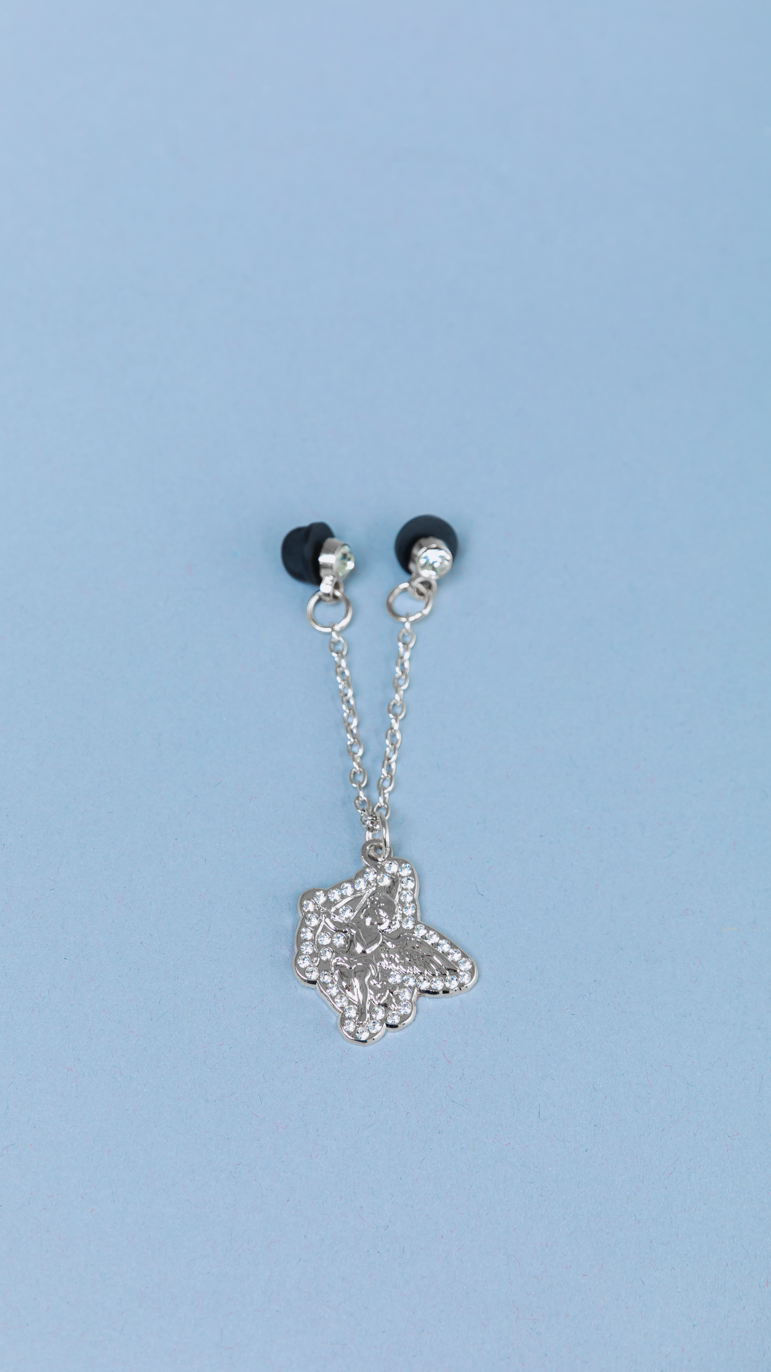 *NEW SILVER "CUPID" CHAIN W/ RHINESTONES VERY LIMITED