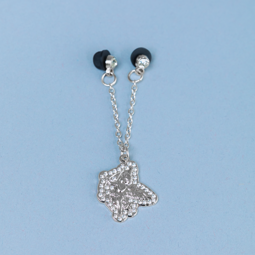 *NEW SILVER "CUPID" CHAIN W/ RHINESTONES VERY LIMITED