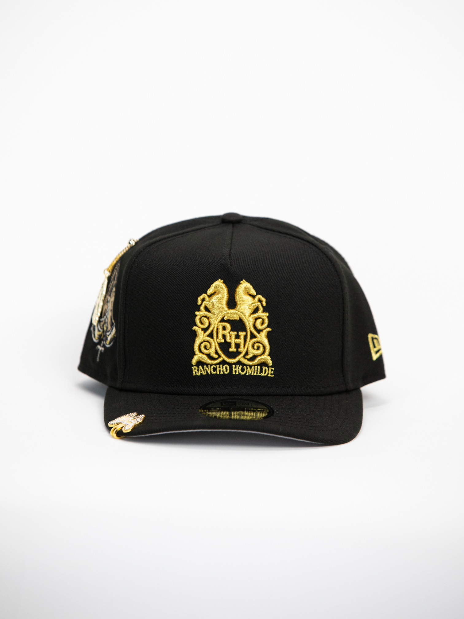 NEW* "RANCHO HUMILDE x NEW ERA x CAP CITY" BLACK 9FIFTY A-FRAME W/ PRAYING HANDS & GREY UV *FREE ACCESSORY INCLUDED